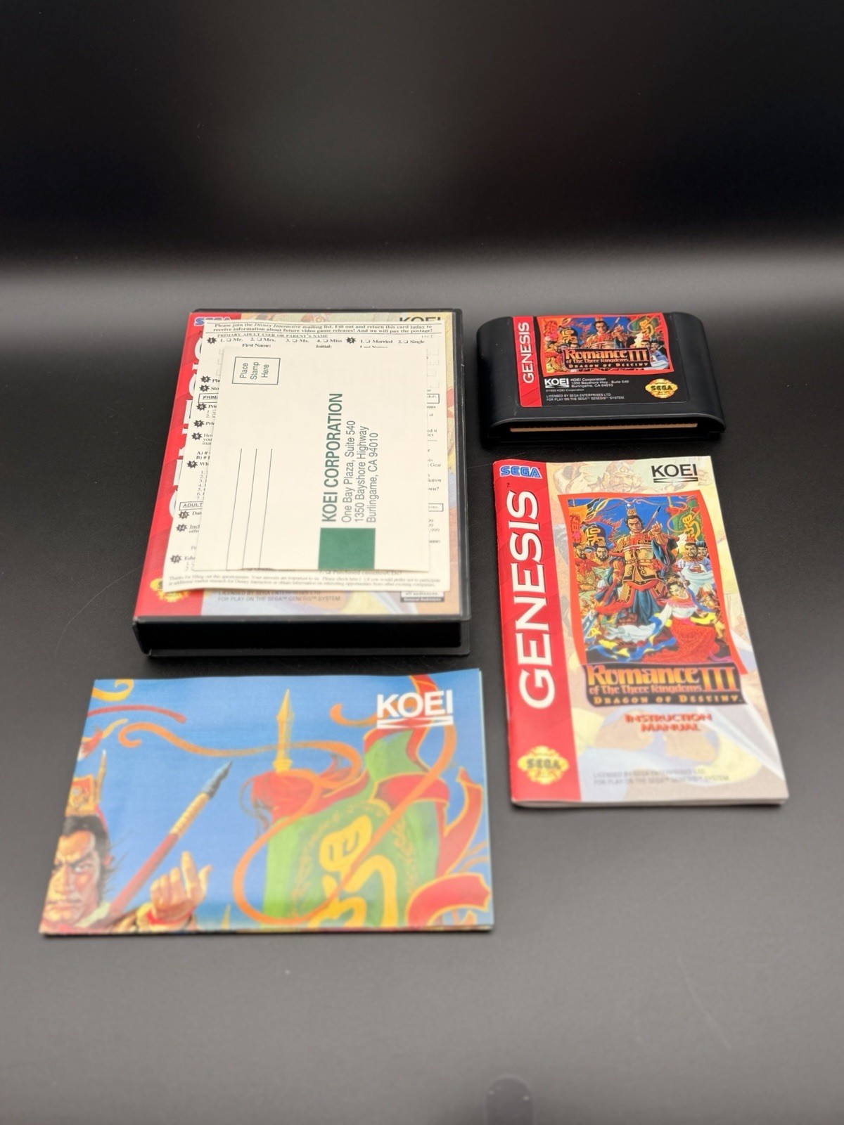 ROMANCE OF THE THREE KINGDOMS IIl SEGA GENESIS 100% COMPLETE IN BOX W/POSTER/REG