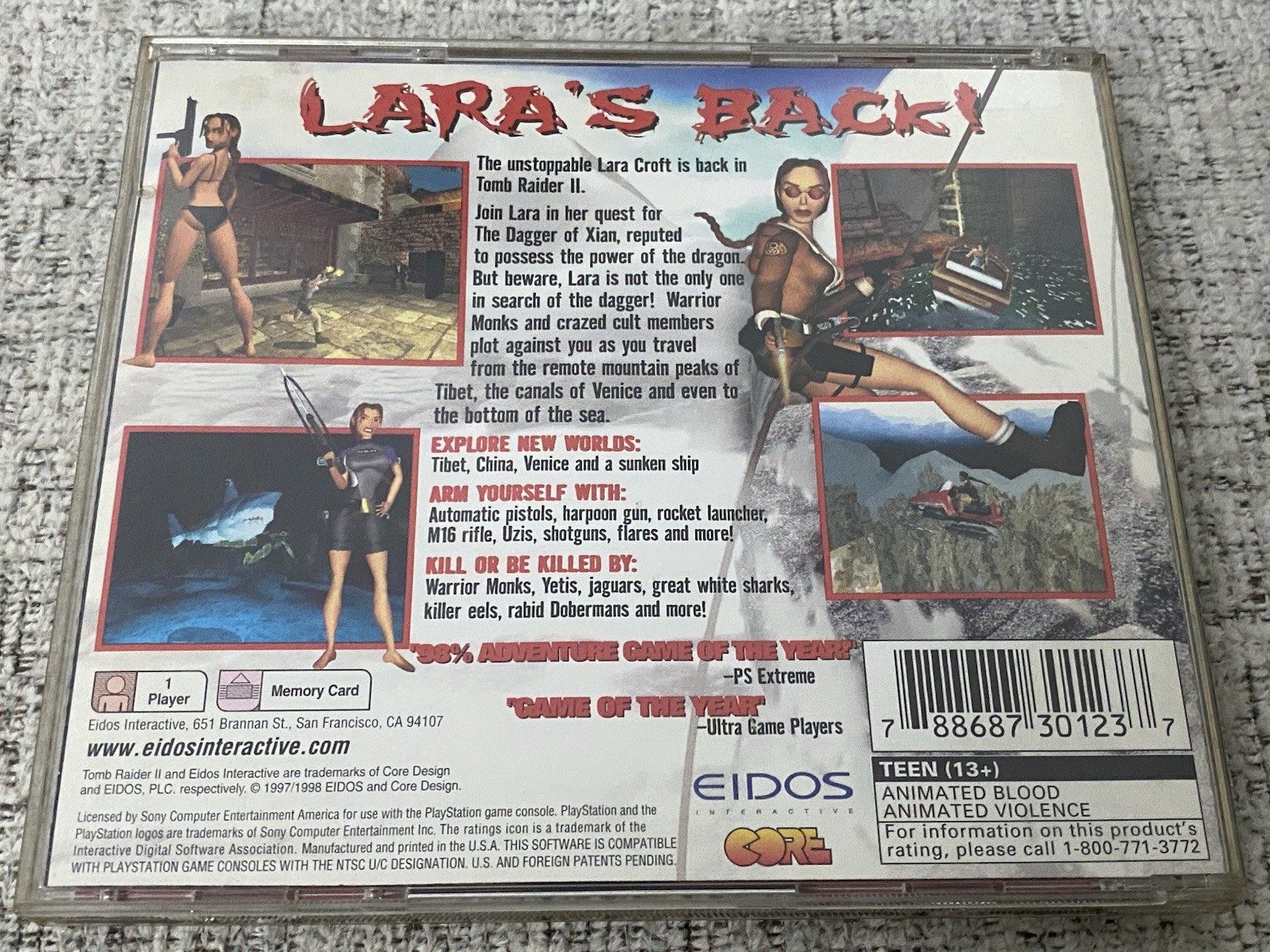 Tomb Raider II (1998, Sony PlayStation 1 PS1) Complete CIB + Reg Card