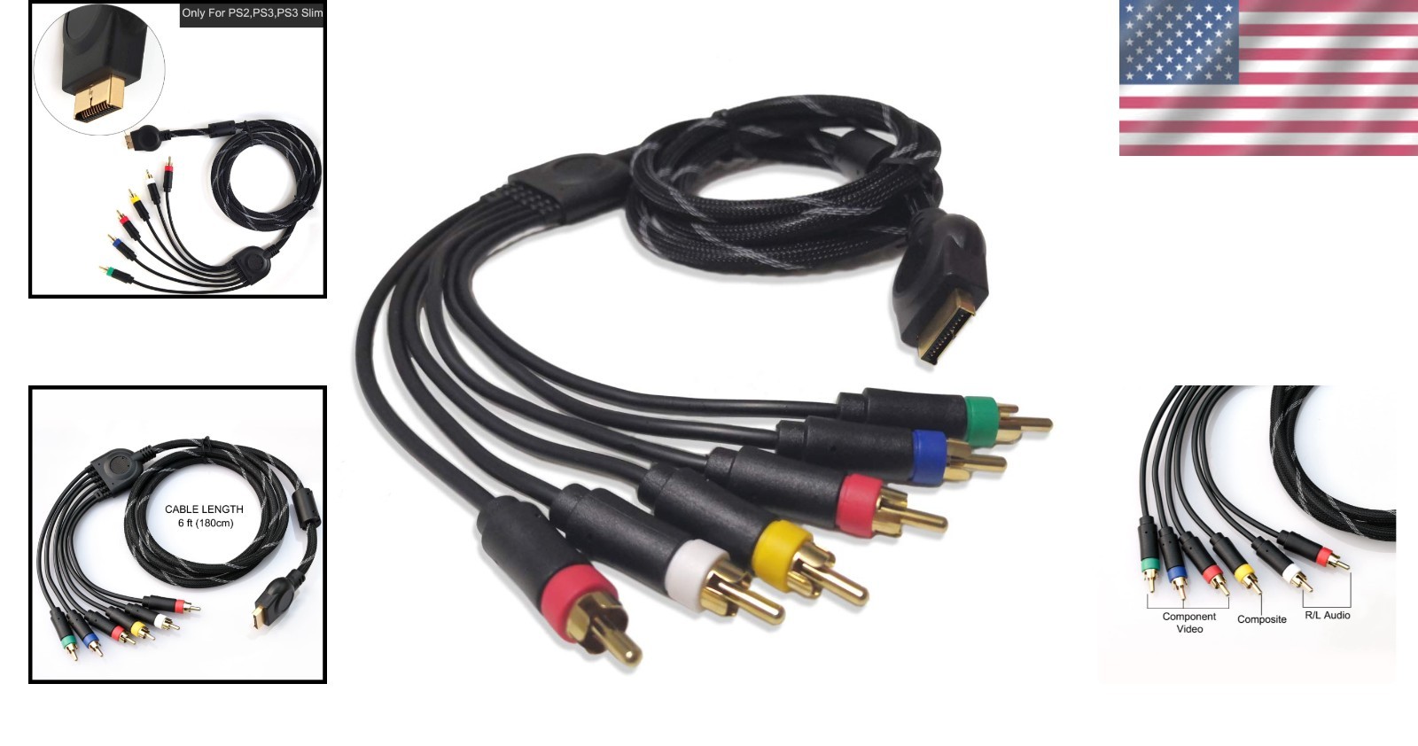 Connect Your PS2/PS3 with Ease – 6FT Component RCA Video Cable for HD Resolution
