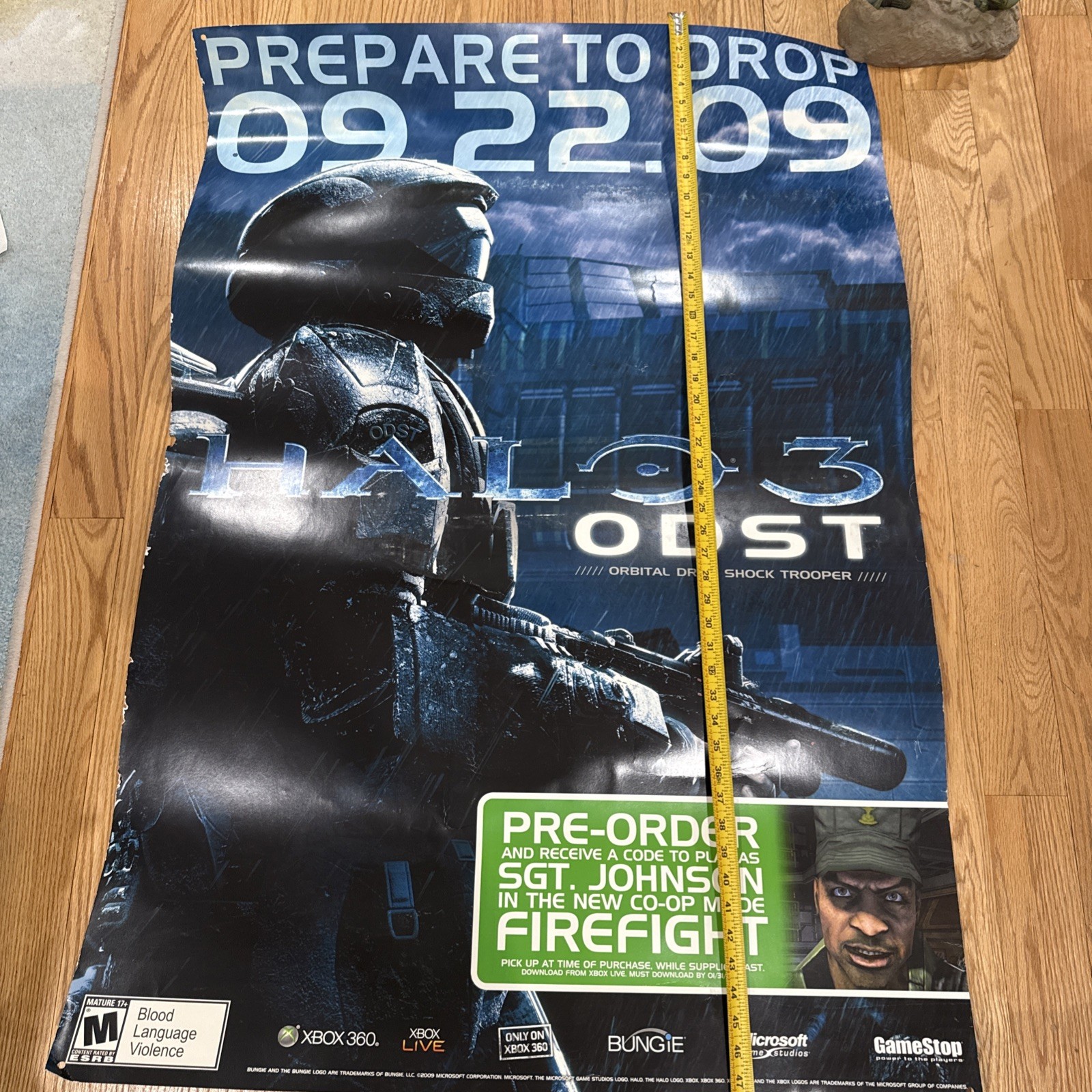 Halo 3 ODST GameStop Dual Sided Promotional Poster 33×48 – See Pics For Damage