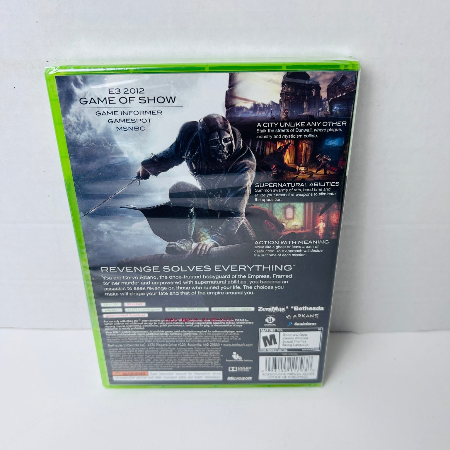 Dishonored Xbox 360 Video Game Stealth Action Adventure New Sealed