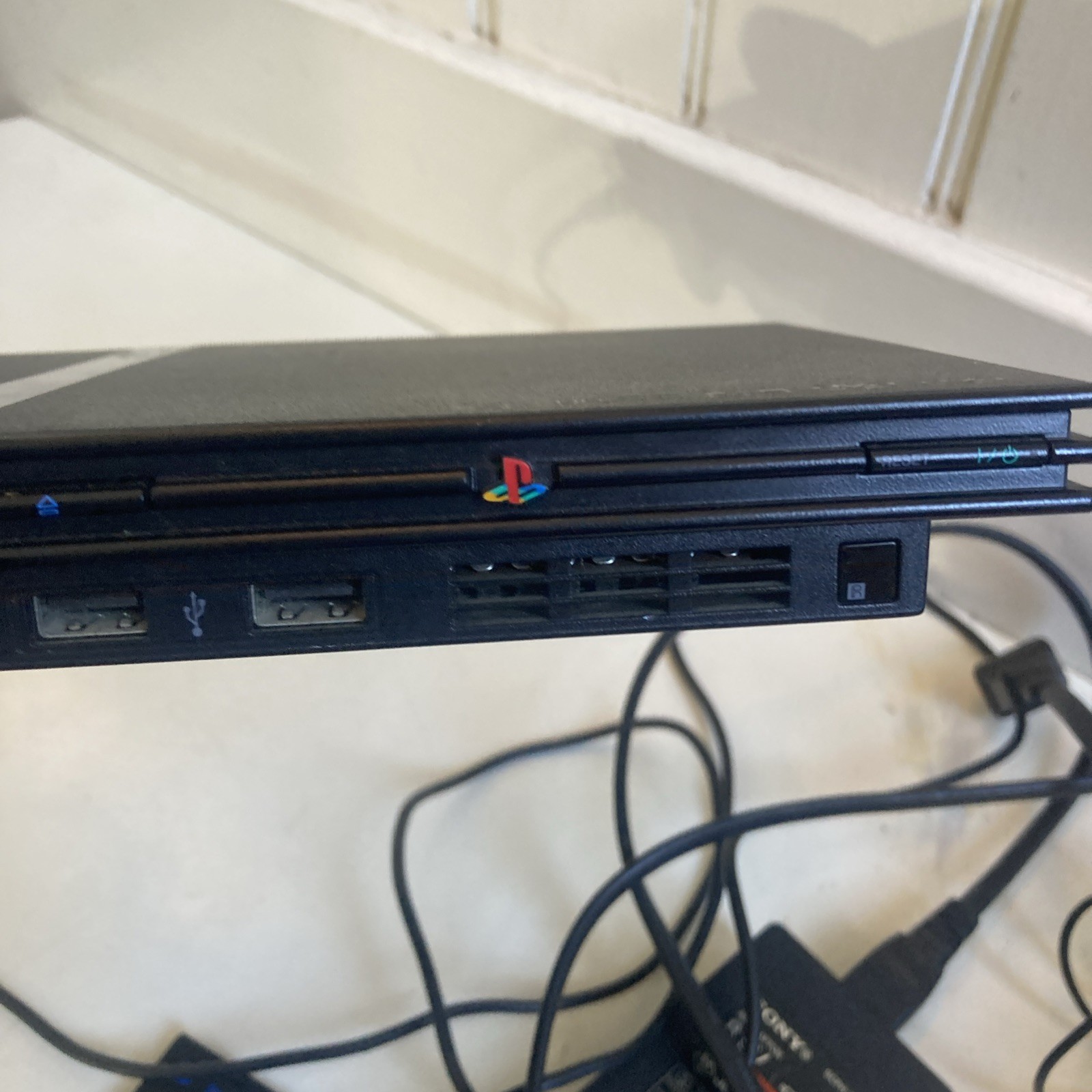 Sony PlayStation 2 Slim Console w/ Power Adapter, AV Cable- Black SCPH-70001