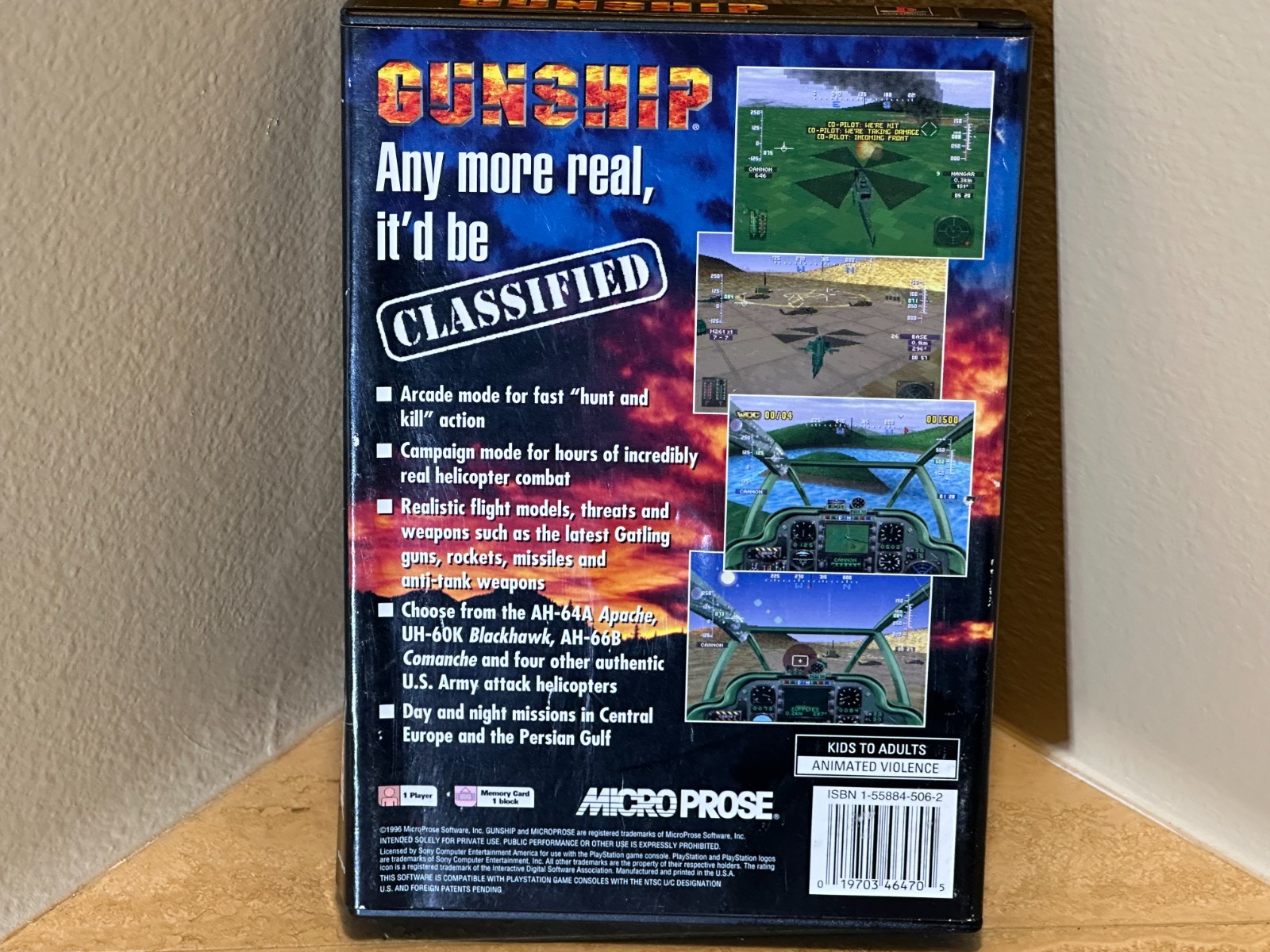 Gunship PS1 Long Box CIB Complete w/ Manual MicroProse 1996 PlayStation 1