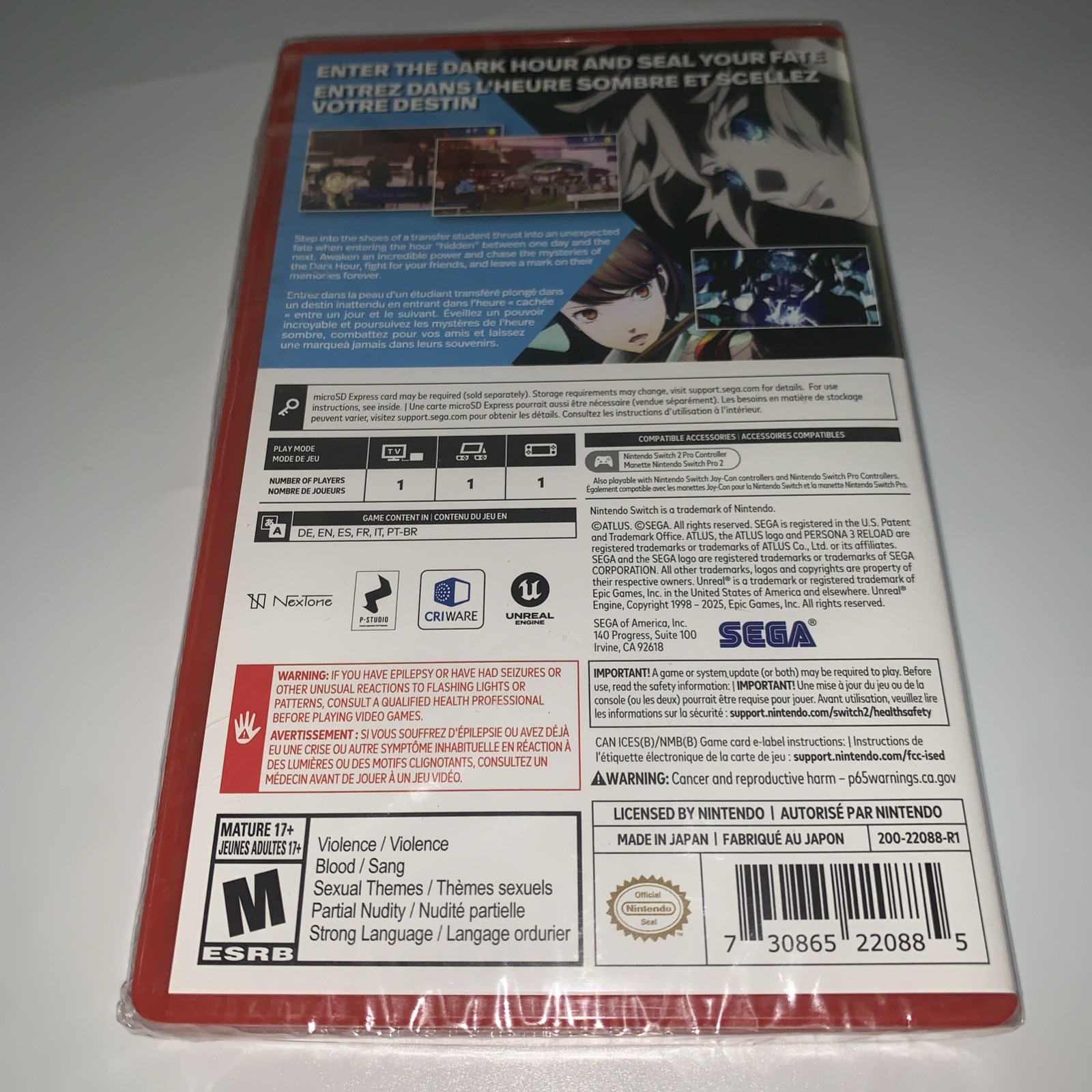 Persona 3 Reload (Game-Key-Card) – Nintendo Switch 2 | Brand New Sealed! Read