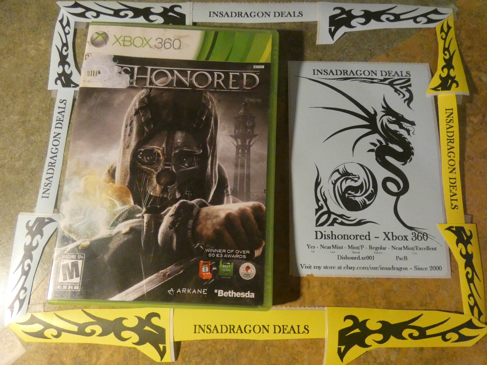 Dishonored (Microsoft Xbox 360, 2012) Excellent Condition & Complete – Tested