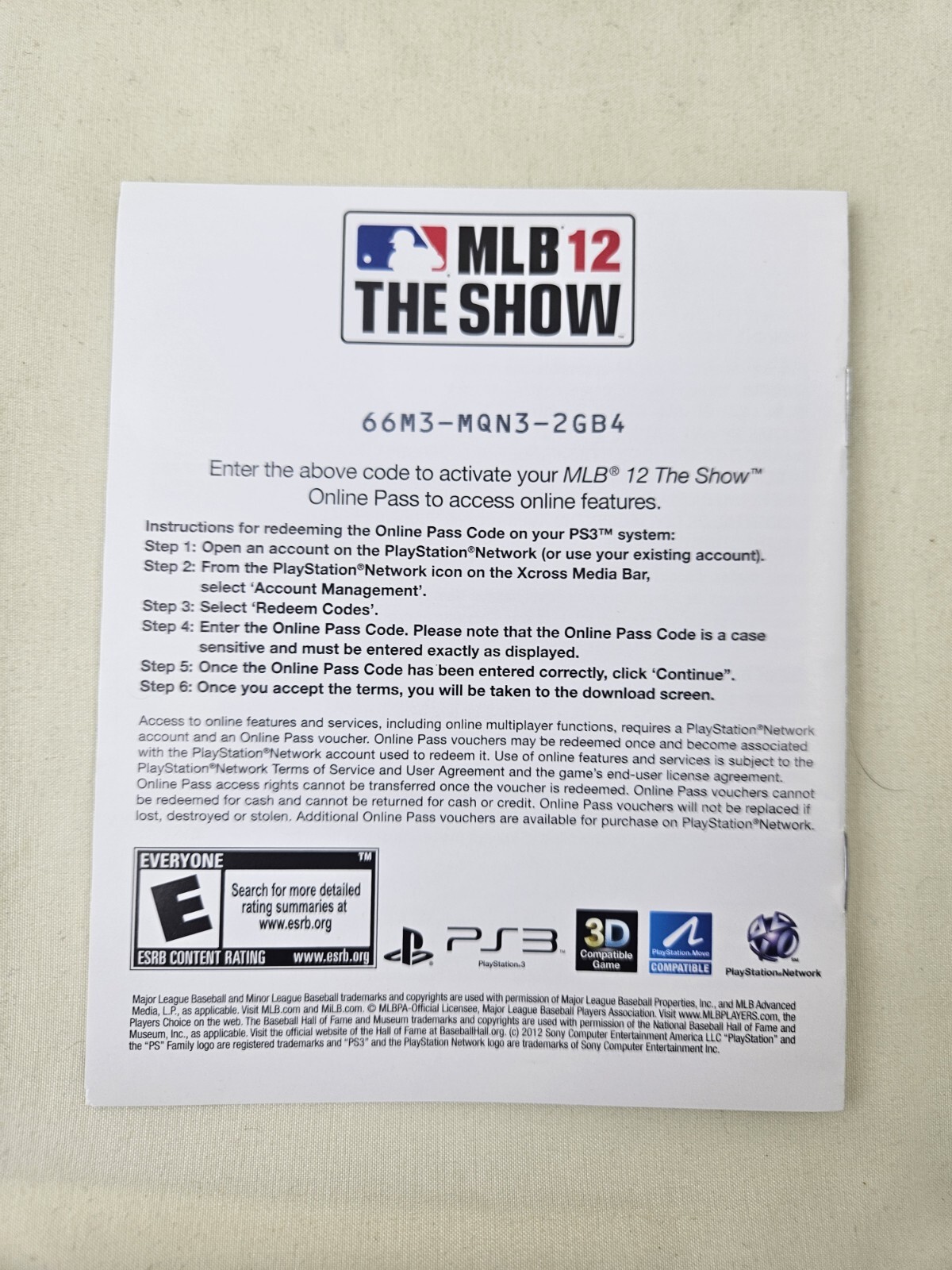 MLB 12: The Show -Sony PlayStation 3 PS3- CIB Complete Tested Video Game