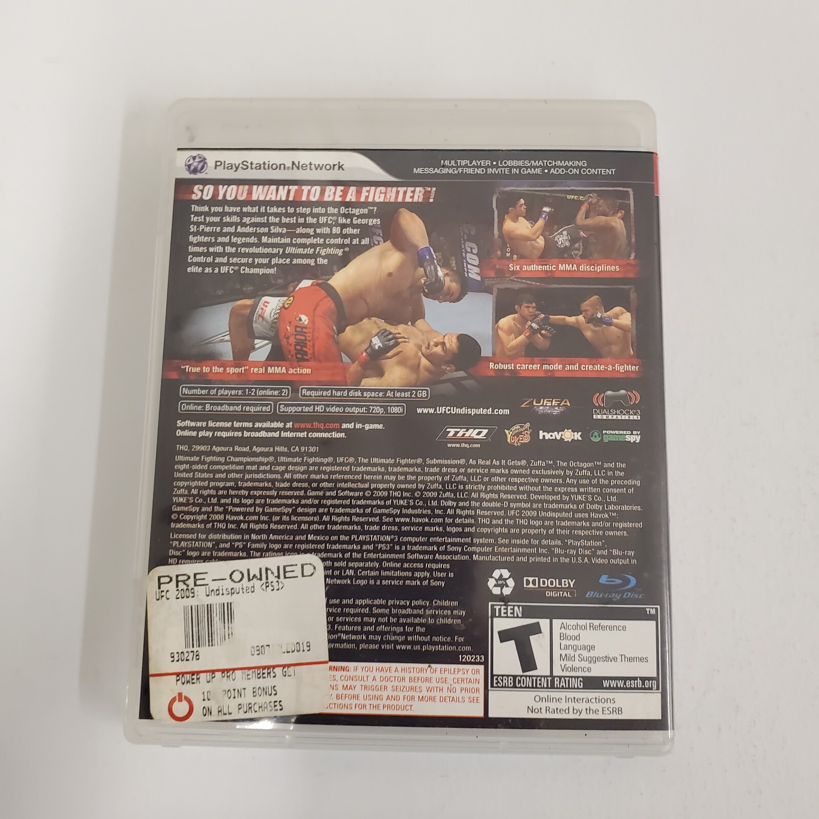 UFC Undisputed 2009 (Sony PlayStation 3), PS3, MMA No Manual Free Fast Ship
