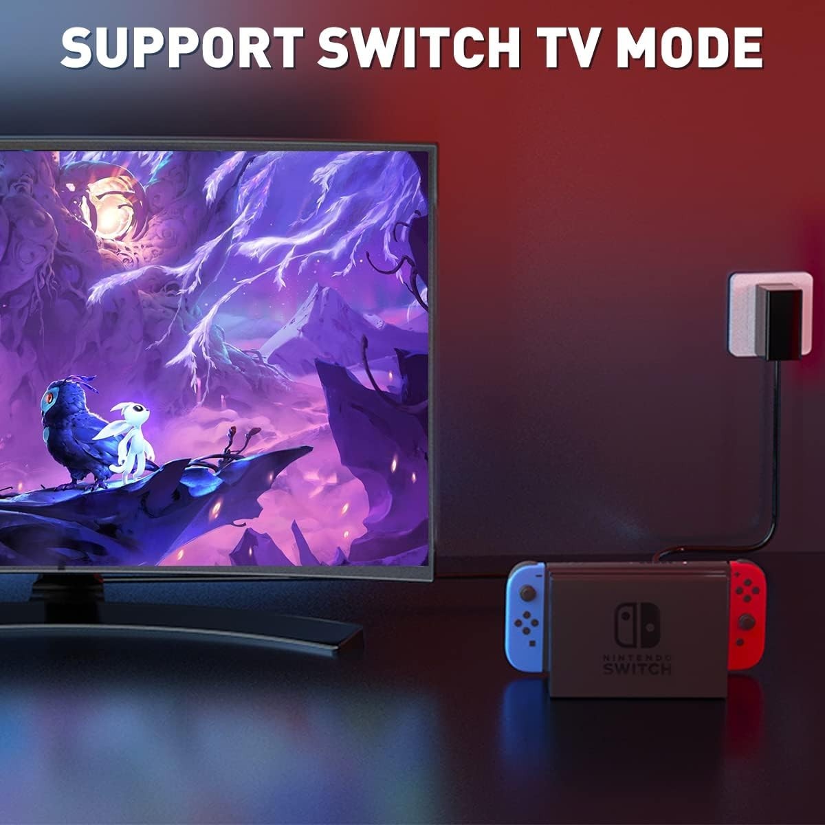 For Nintendo Switch AC Power Adapter 15V2.6A USB C Charger Cable Support TV Dock