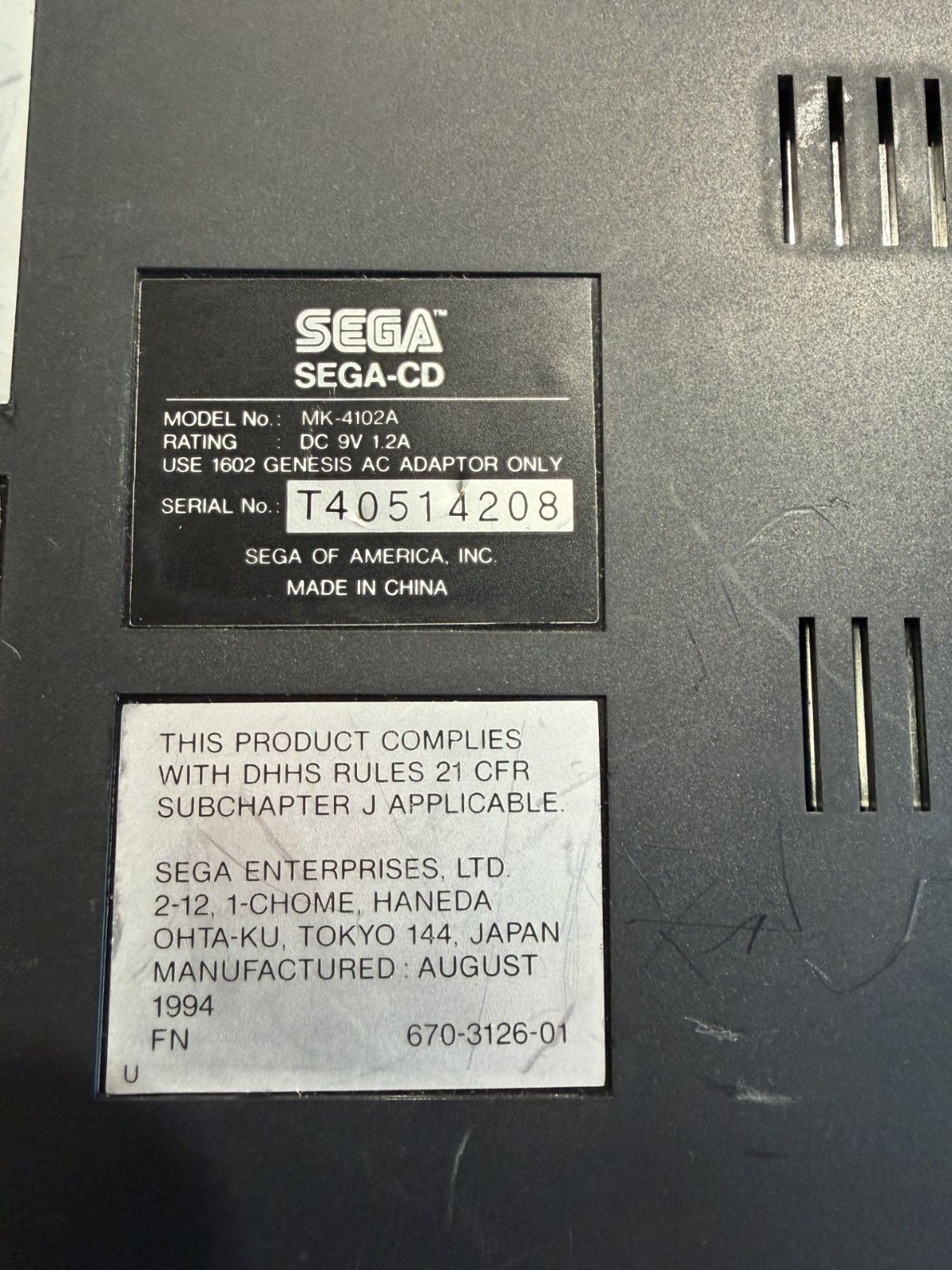 SEGA CD PLUS GENESIS SYSTEM BLACK CONSOLE CONTROLLER HOOKUPS AUTHENTIC RARE #3