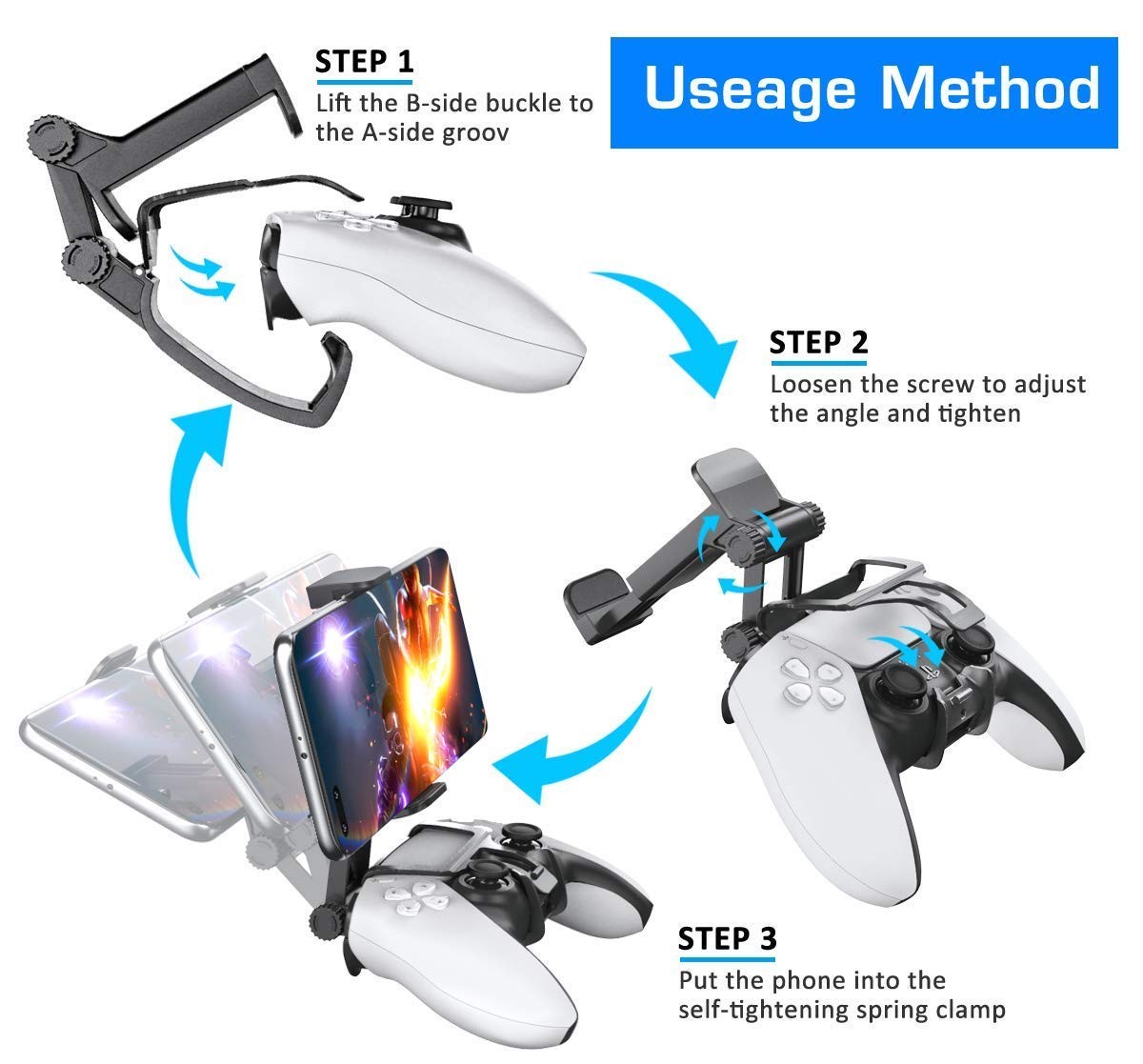 OIVO PS5 Controller Phone Mount Clip, Mobile Gaming Clip Cell White