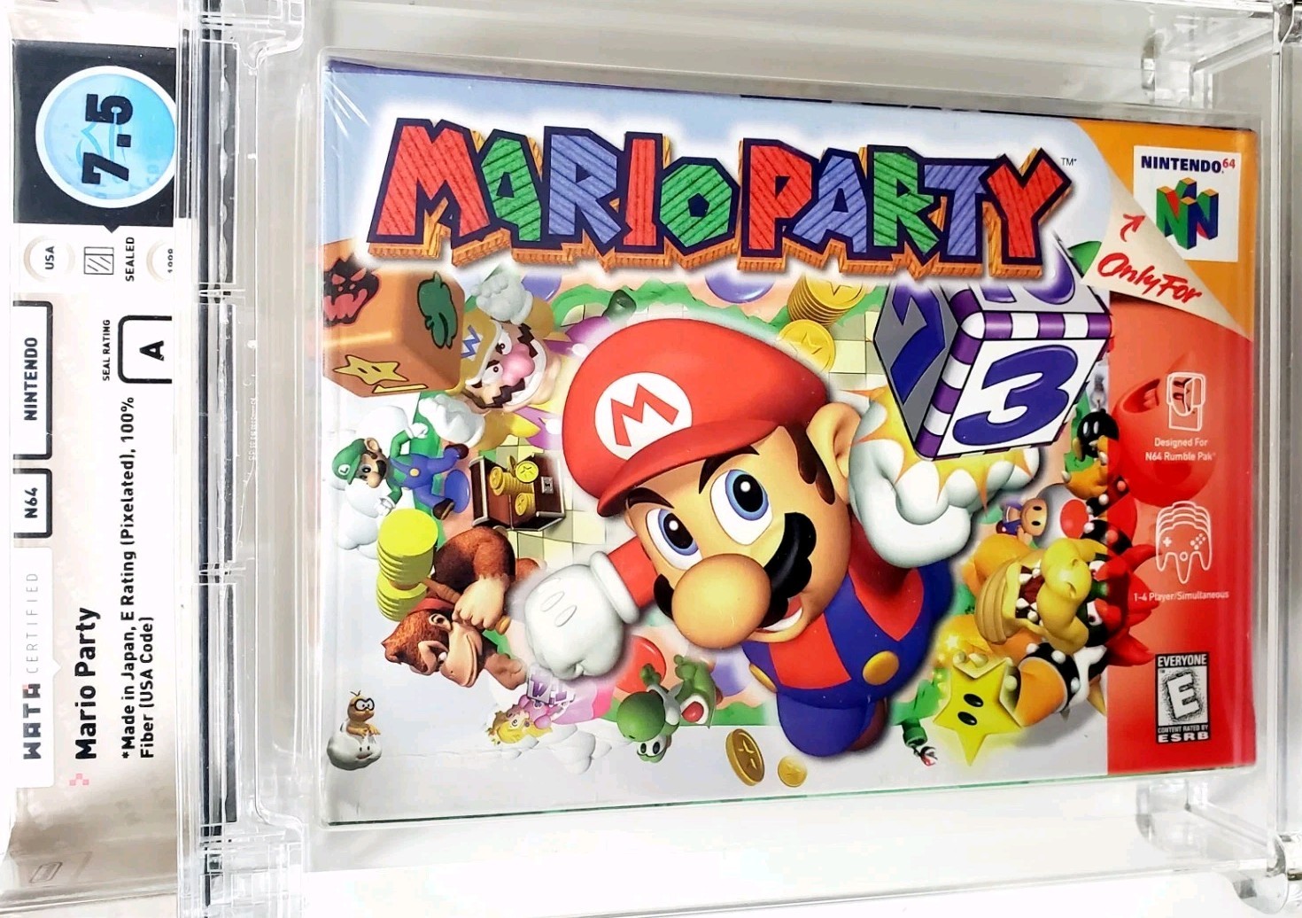New MARIO PARTY 1 Nintendo 64 N64 1998 Graded WATA PSA 7.5 A – POP 16 RARE GRAIL