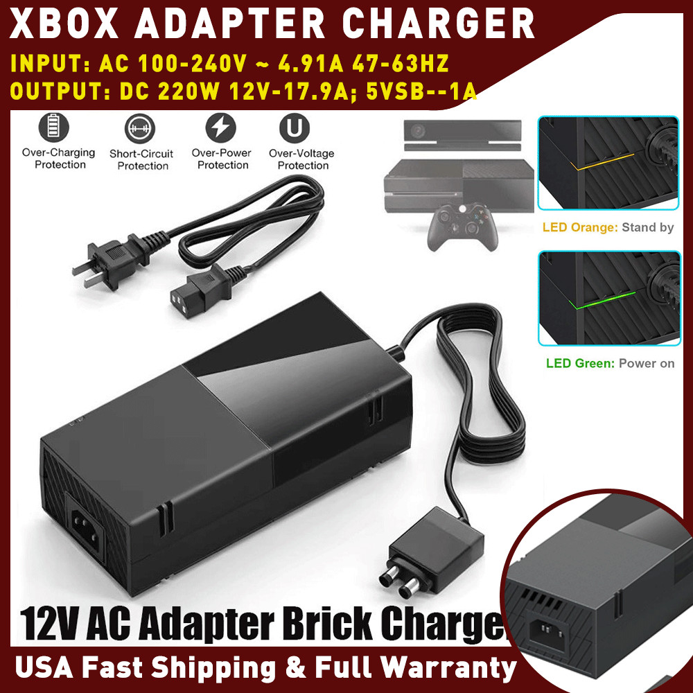 For Microsoft XBOX ONE Console AC Adapter Brick Charger Power Supply Cord Cable