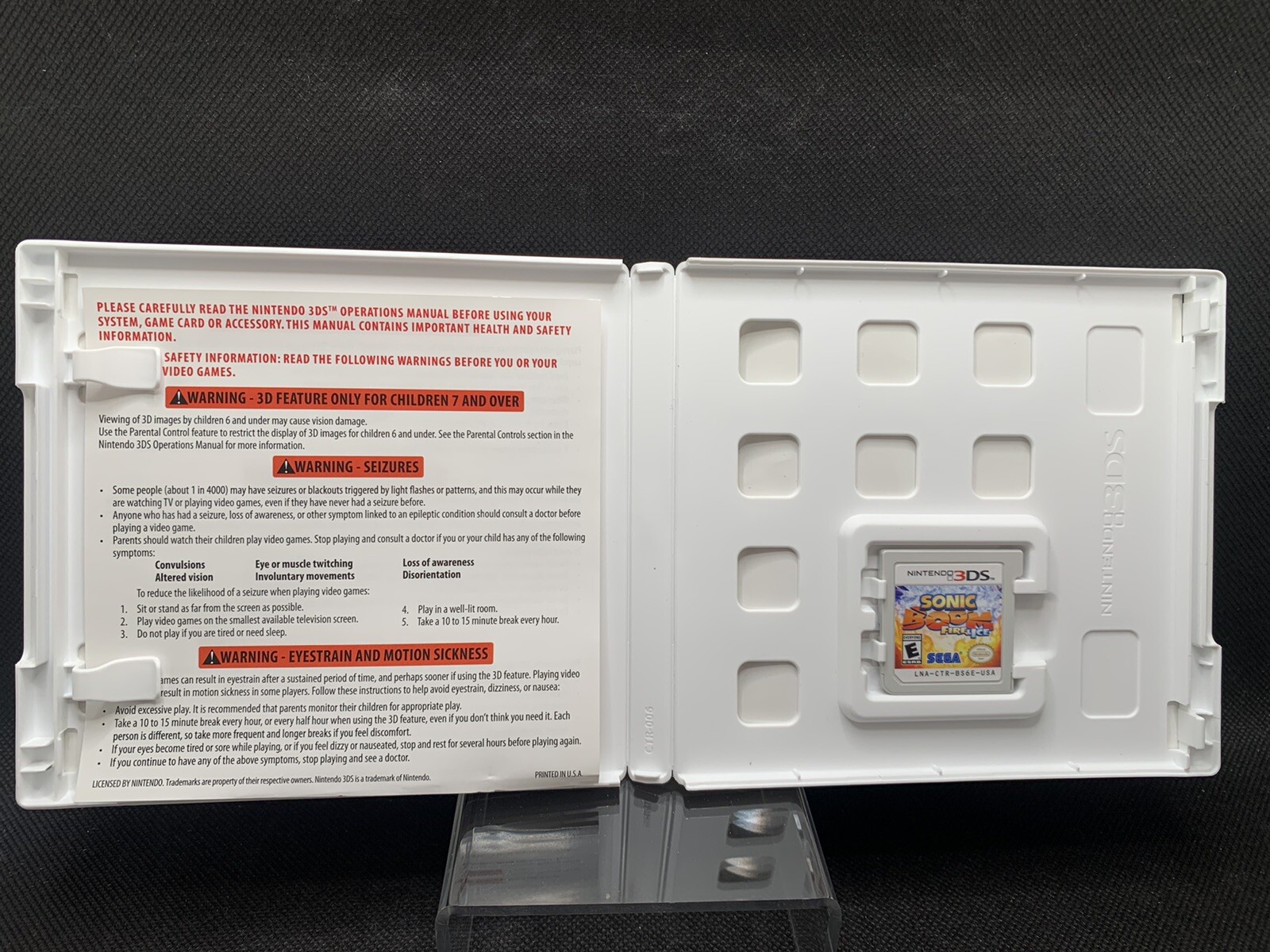 Nintendo 3DS Game Sonic Boom Fire & Ice w/case Sega