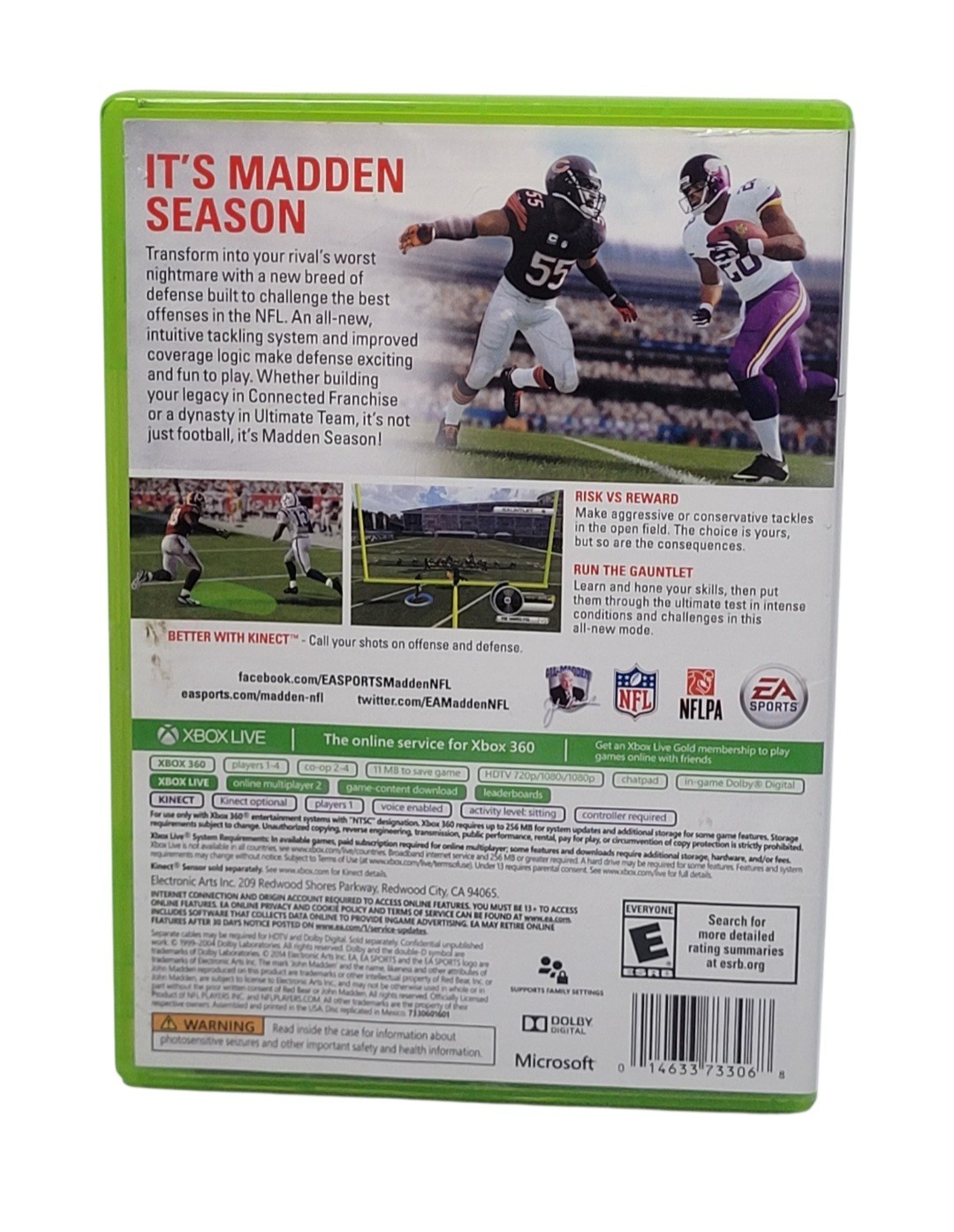 2014 XBOX 360 Madden NFL 15 Microsoft Better With Kinect Complete With Insert