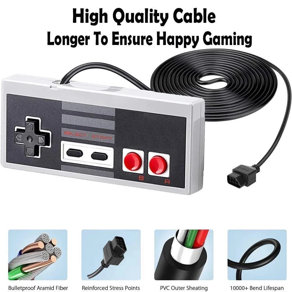 8-Bit Retro Controller 2-Pack, Compatible with Nintendo NES & Famicom FC