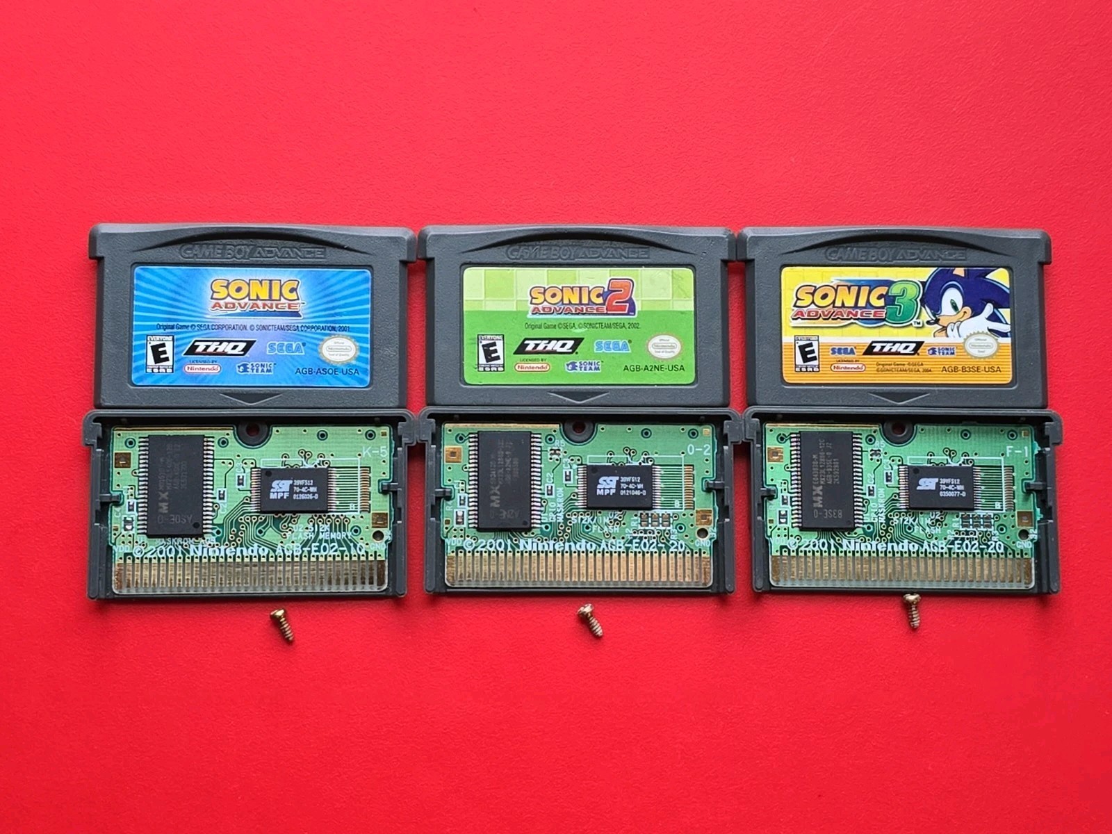 Lot 3 Sonic Game Boy Advance THQ Games Sonic 1 2 3 *Authentic & Saves* Nice