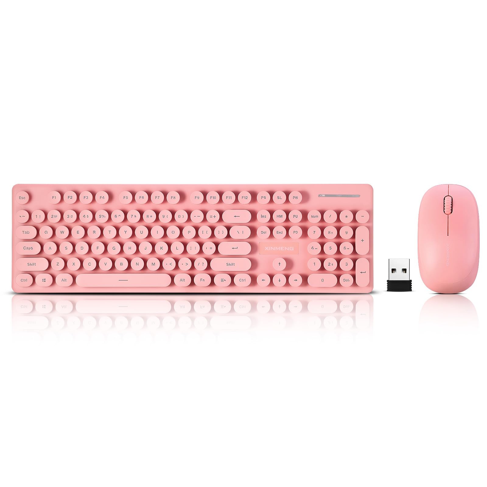 Wireless Keyboard and Mouse Combo, Full Size Compact Quiet pink