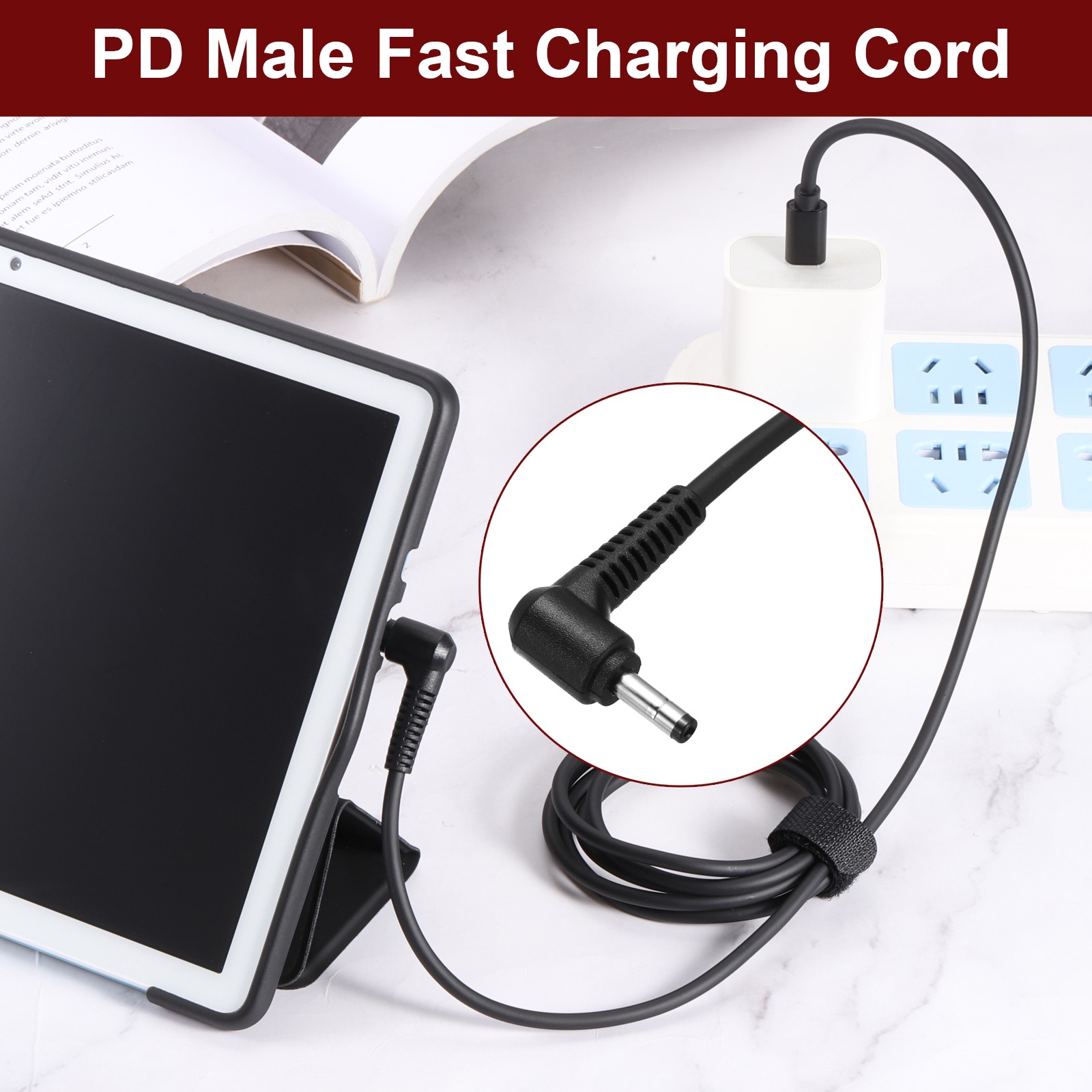 0.5FT USB C to DC PD Power Fast Charging Cable, 4mmx1.7mm 65W/18V-20V(Black)