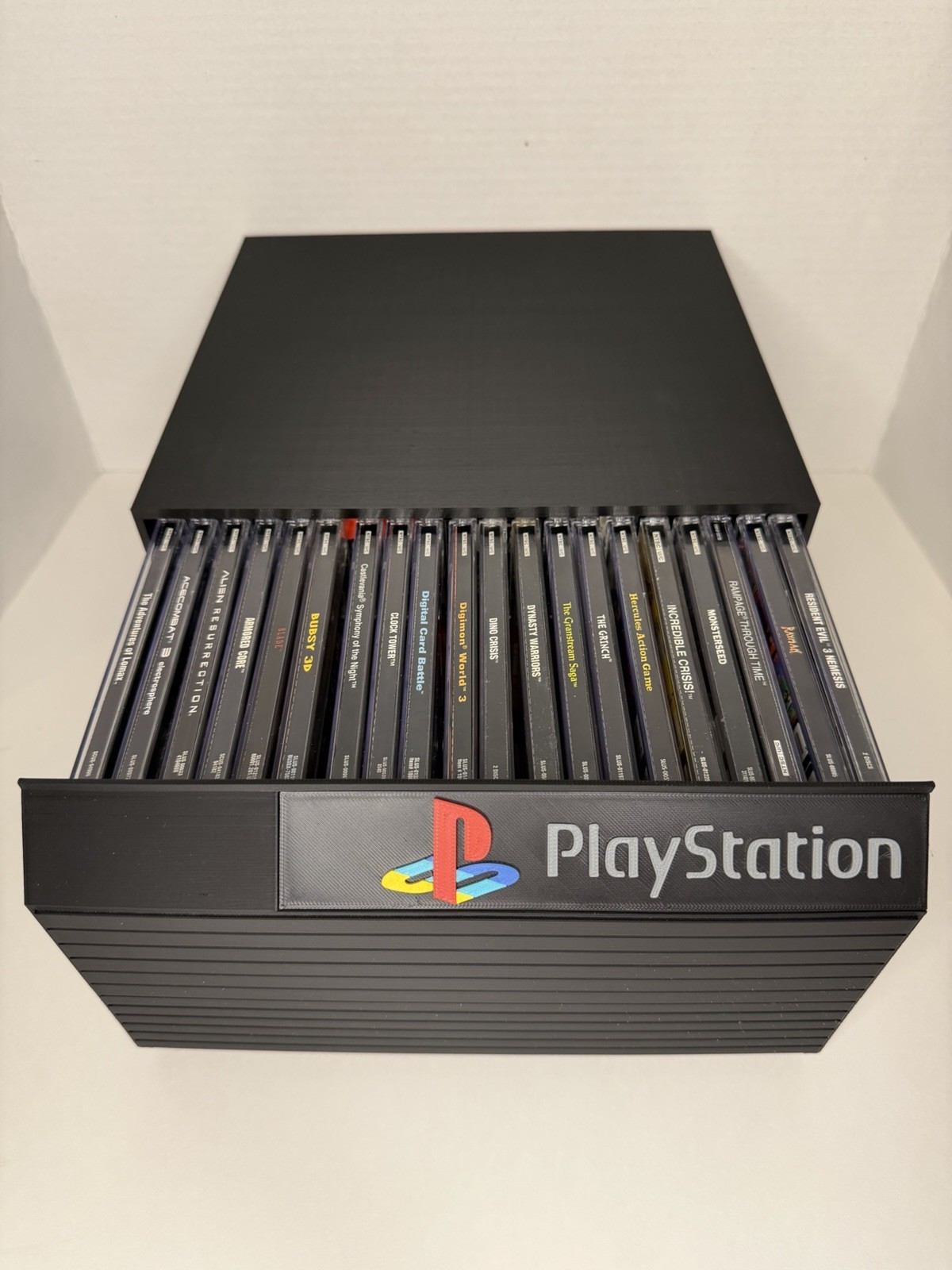 PlayStation PS1 Holds 28, Game Storage Display Shelf Memory Card Holder 3DPrint