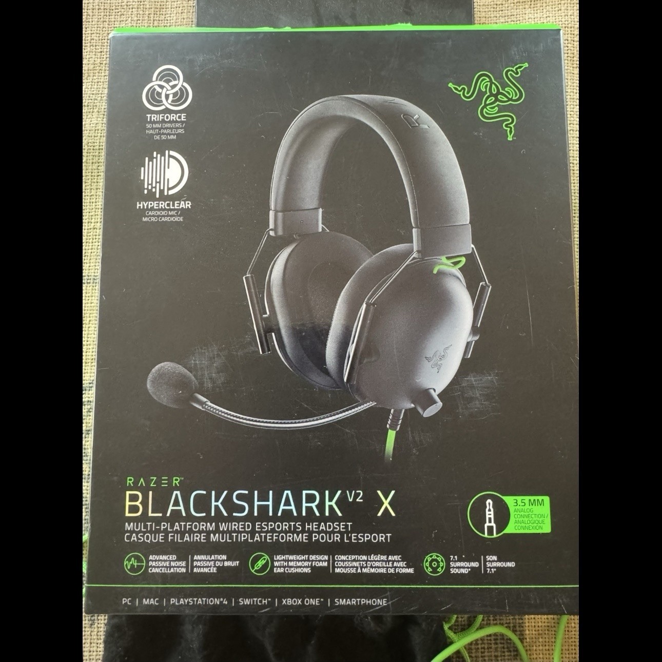 Razer BlackShark V2 X Wired Gaming Headset HyperClear Cardioid Mic Black