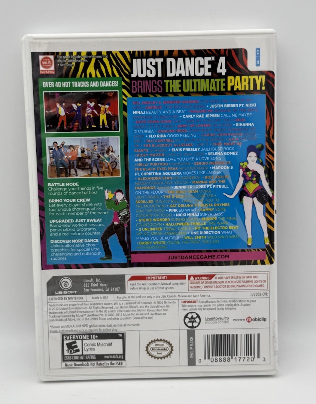 2012 Nintendo Wii Just Dance 4 Video Game CIB Unisoft Box Manuel Disc TESTED