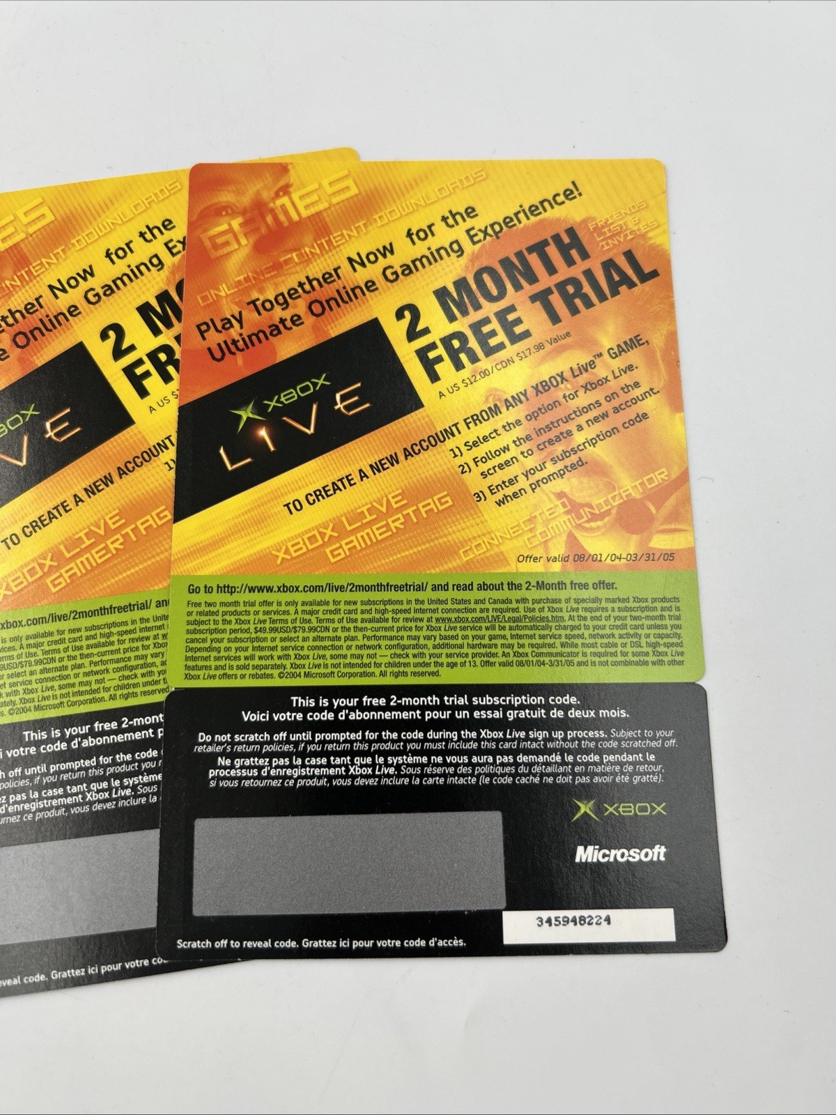 4 Original Xbox Live 2 Month Free Trial UNUSED INSERT ONLY Expired