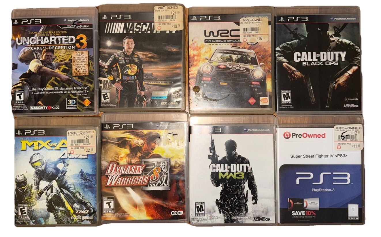 PlayStation 3 PS3 Game Lot of 8 Call Of Duty Uncharted Nascar Street Fighter