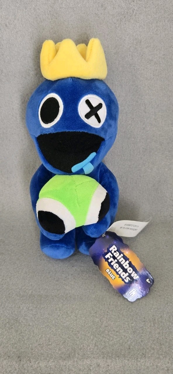 Rainbow Plush Blue Friends (8 Inch) Holding Green