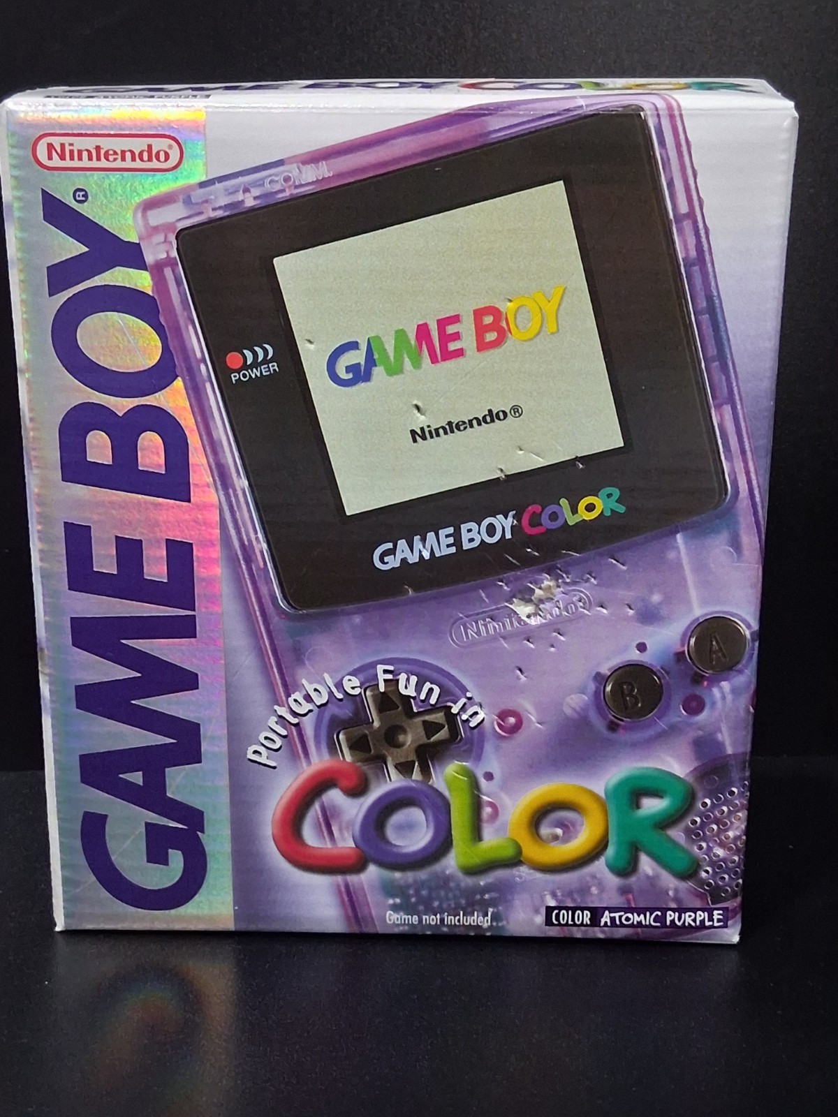 GameBoy Color Atomic Purple Complete In Box Manual CIB W/ GB Golf Cartridge GBC