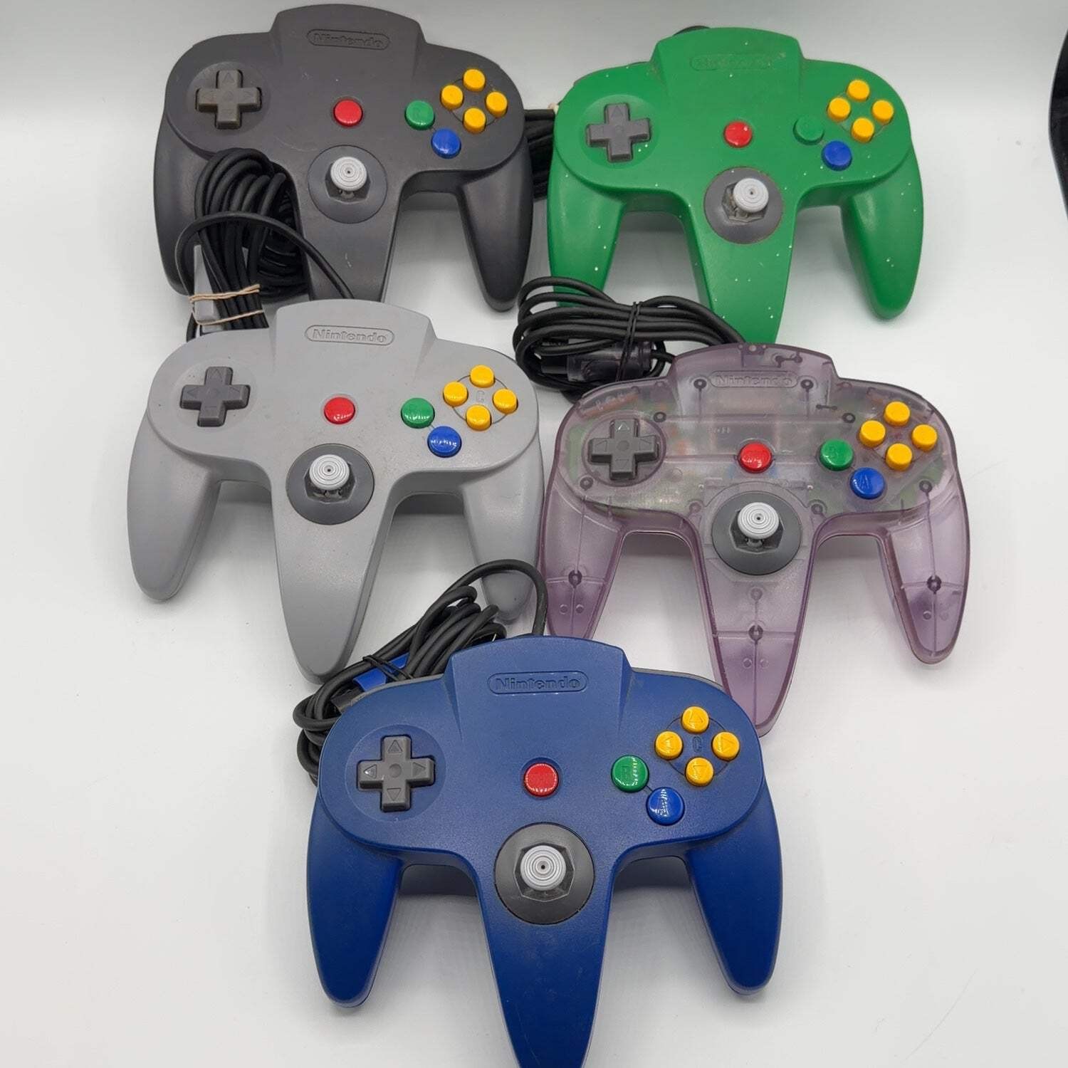 Broken Lot of 5 Nintendo 64 N64 Original Controller NUS-005 Read