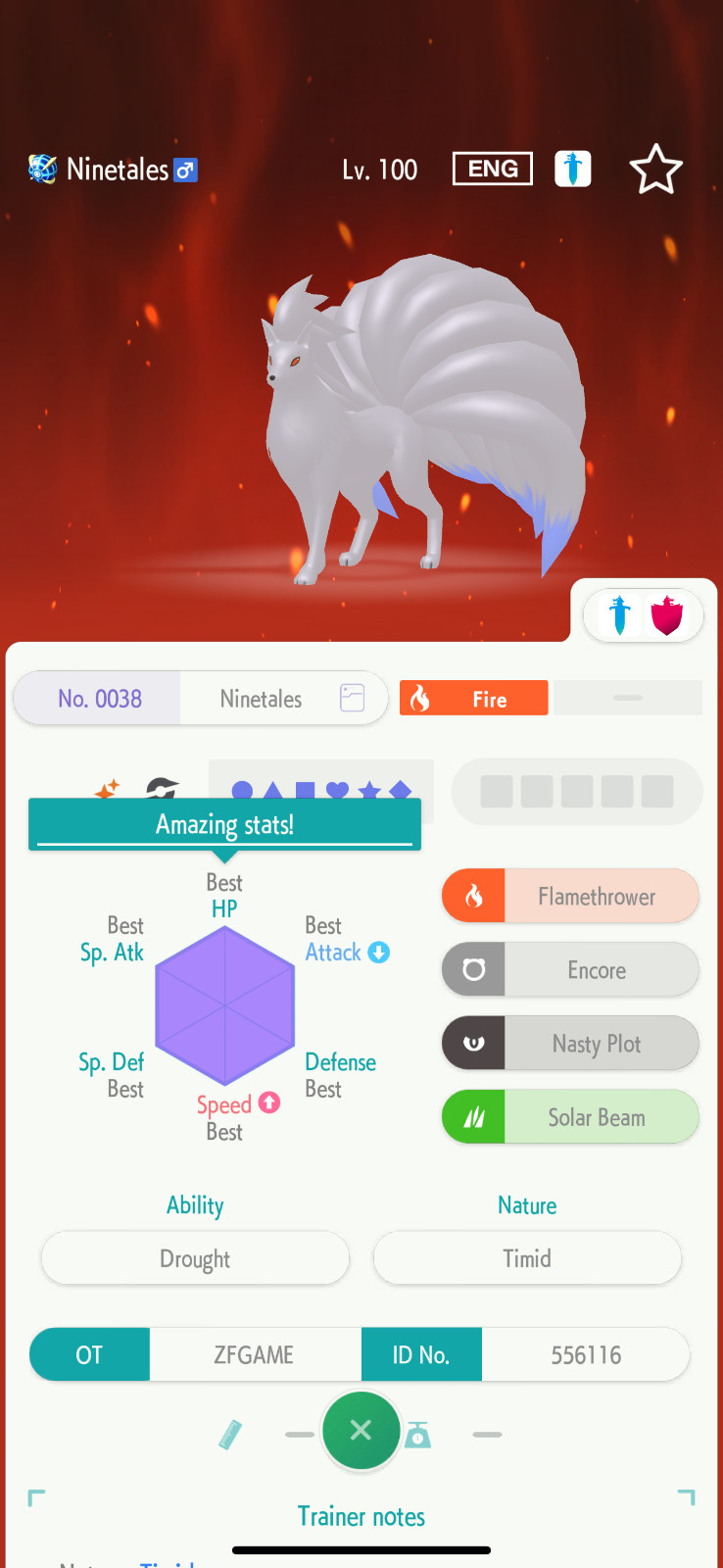 ✨6IV SHINY Ninetales + EVS🚀 POKEMON HOME✨Champions✨Online delivery⚡