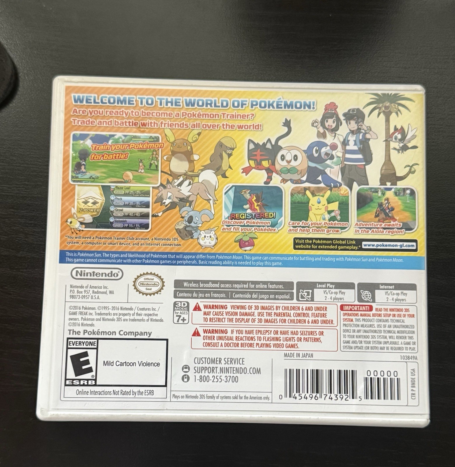 Nintendo Pokémon Ultra Sun Nintendo 3DS Game w/ Case & Manual Complete