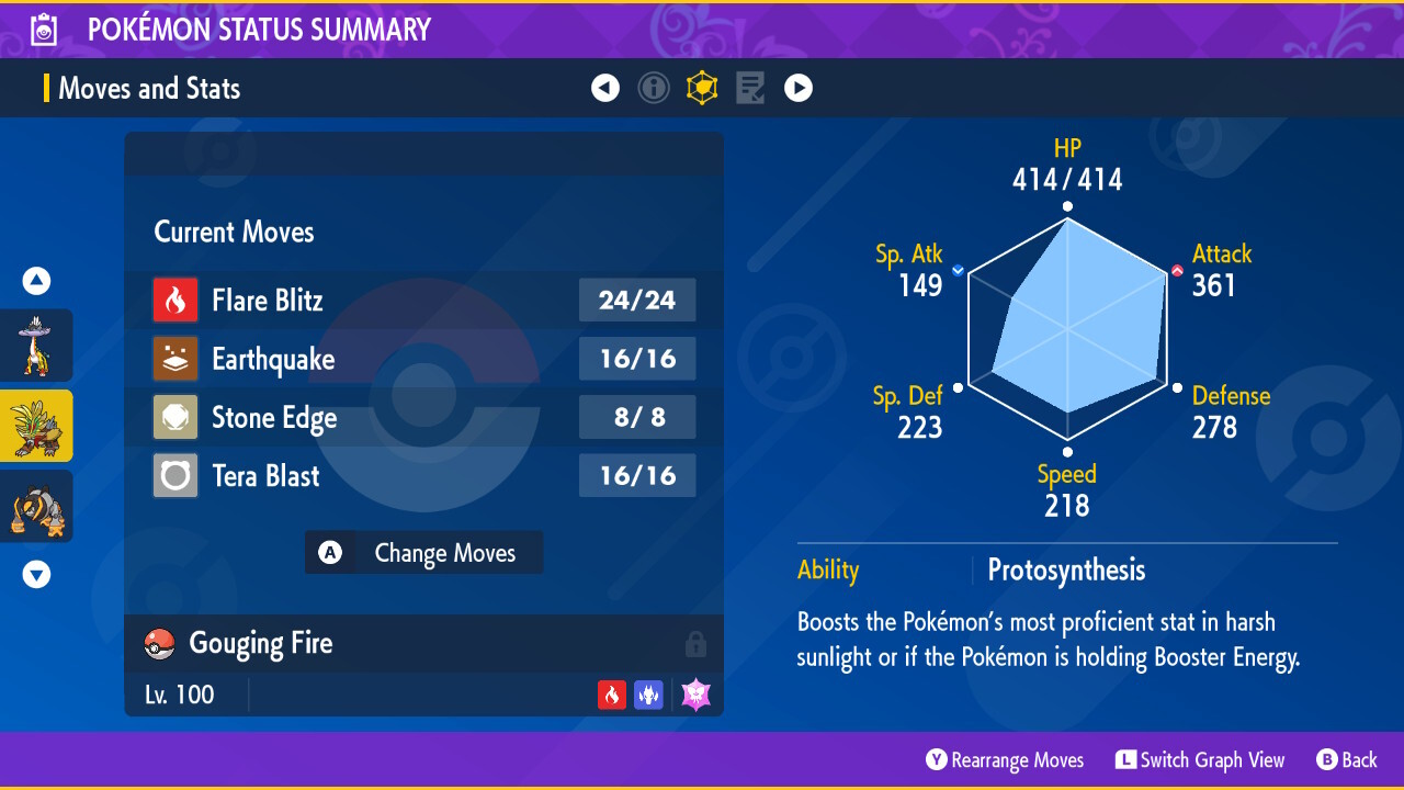 Pokemon Violet Scarlet Gouging Fire batte ready trained best stats Home🌟