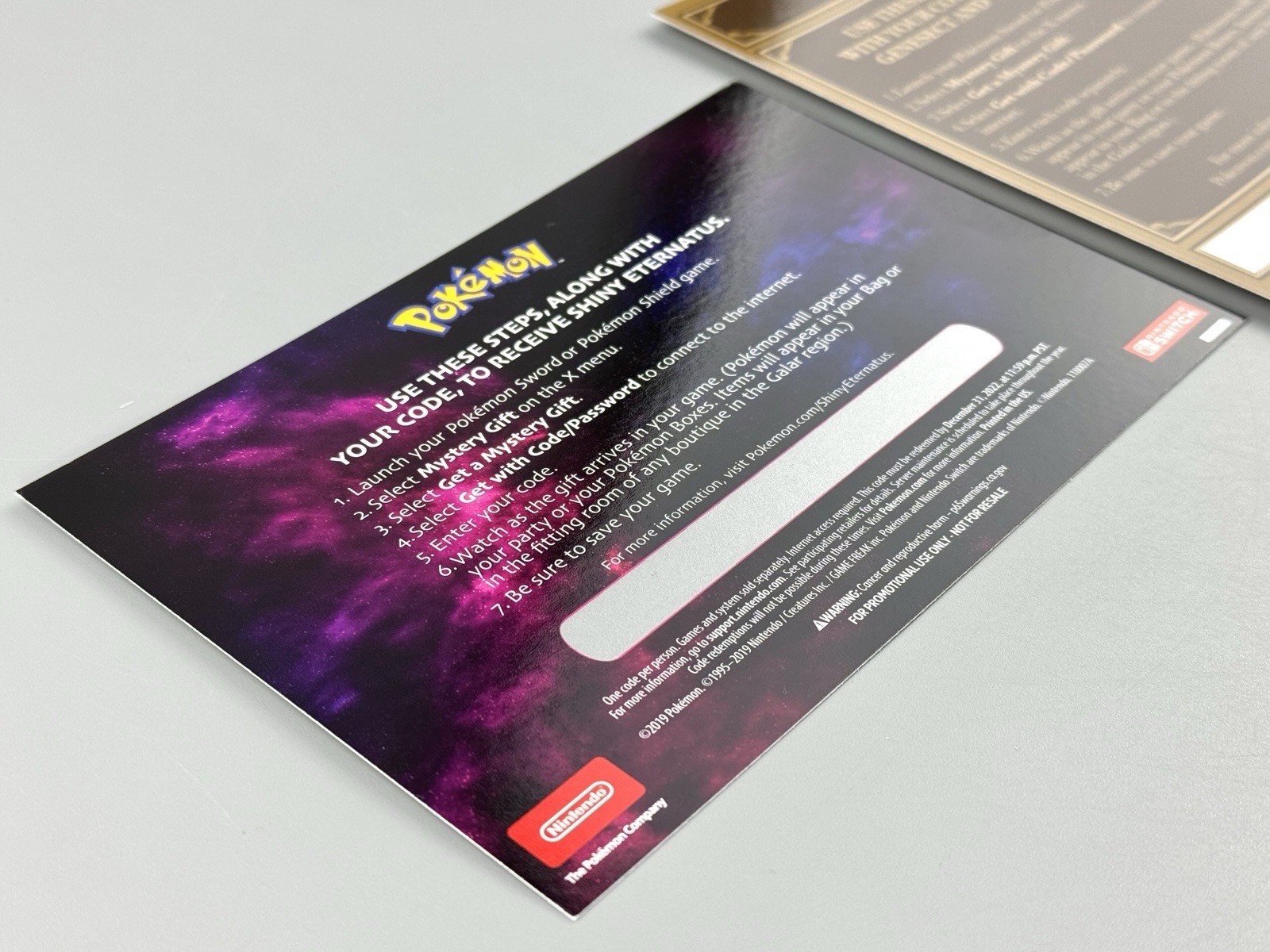 Pokémon Sword Shield Shiny Eternatus Genesect Volcanion UNSCRATCHED CODE EXPIRED
