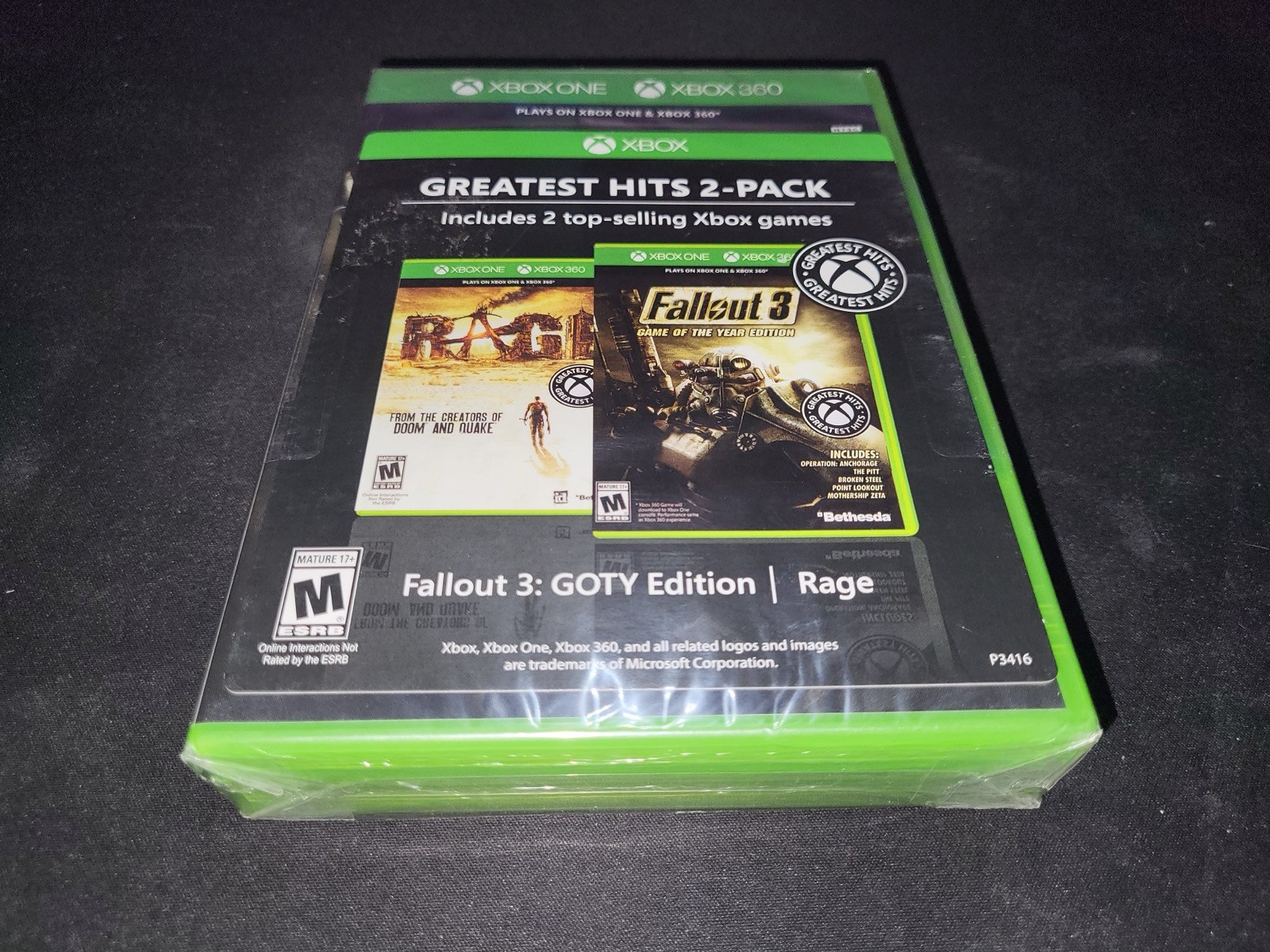 Xbox Greatest Hits 2 Pack Fallout 3 GOTY Edition/Rage Xbox 360/One NEW SEALED