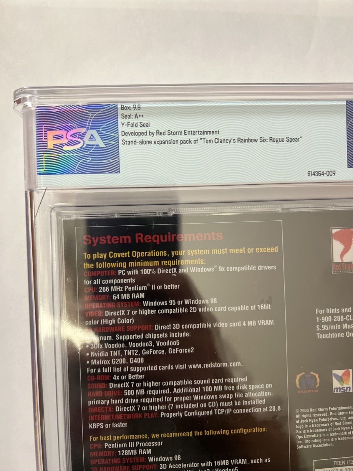 Tom Clancy’s Rainbow Six Covert Ops Essentials – PC 2000 – PSA Graded 9.8 A++