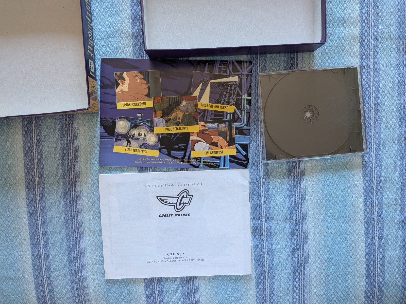 FULL THROTTLE ITALIAN COMPLETE LUCASARTS PC CD ROM BIG BOX CTO LUCAS ADVENTURE
