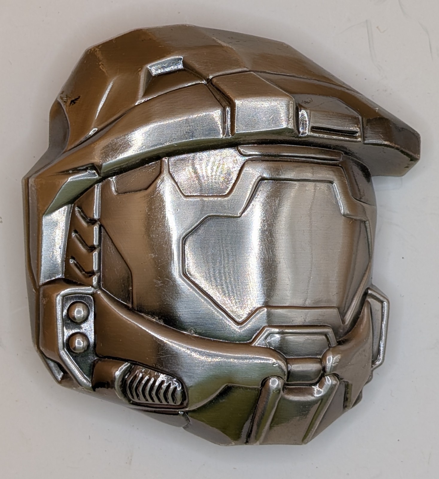 Microsoft Xbox Halo 3 Master Chief Helmet Belt Buckle Silver Tone 2009
