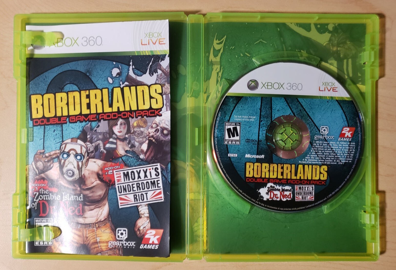 Borderlands Double Game Add-On Pack Zombie Island Mad Moxxi – Xbox 360 Complete