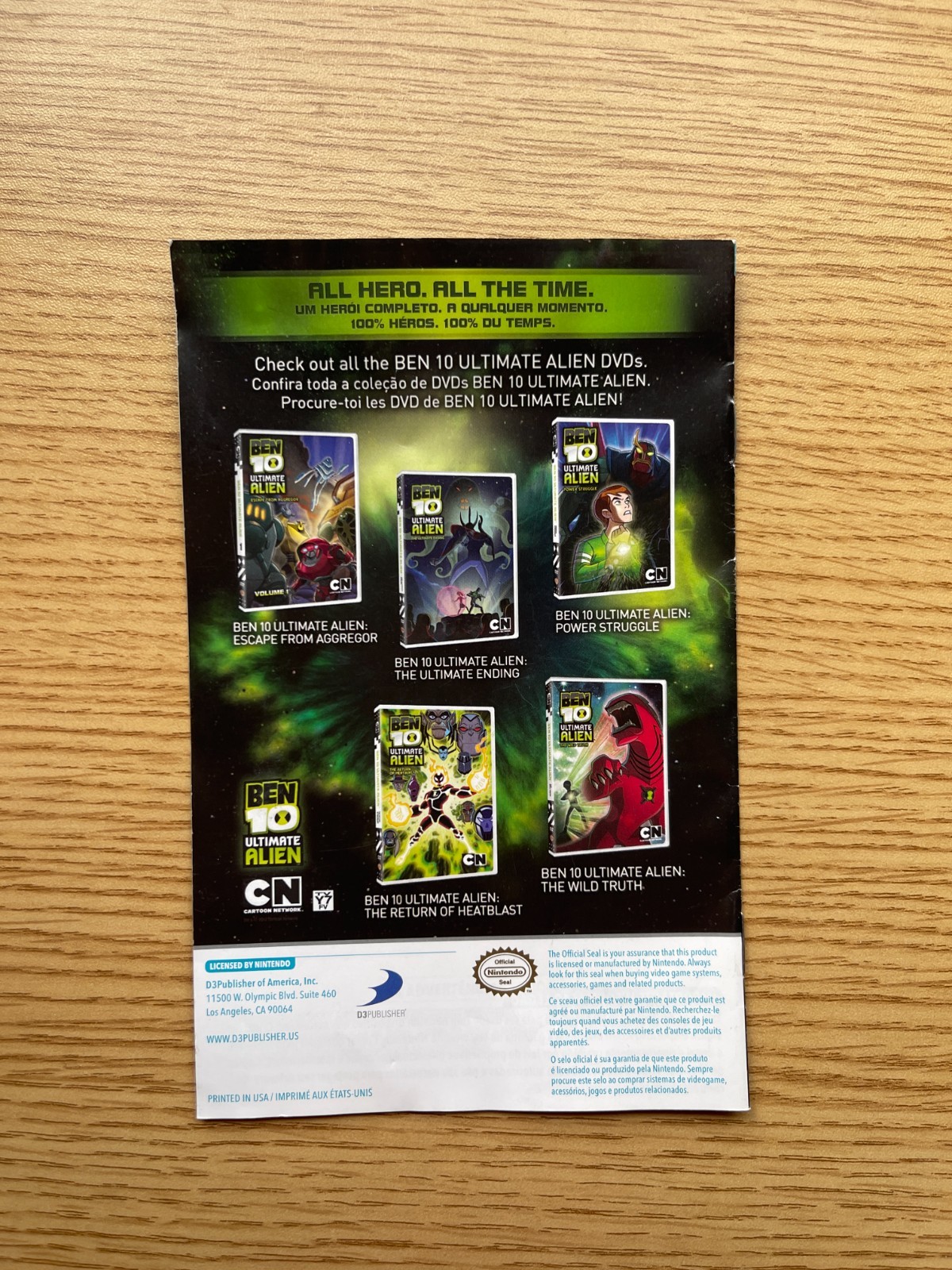 Ben 10 Omniverse Wii U Instruction Manual ONLY OEM BUY 3 GET 1 FREE Nintendo