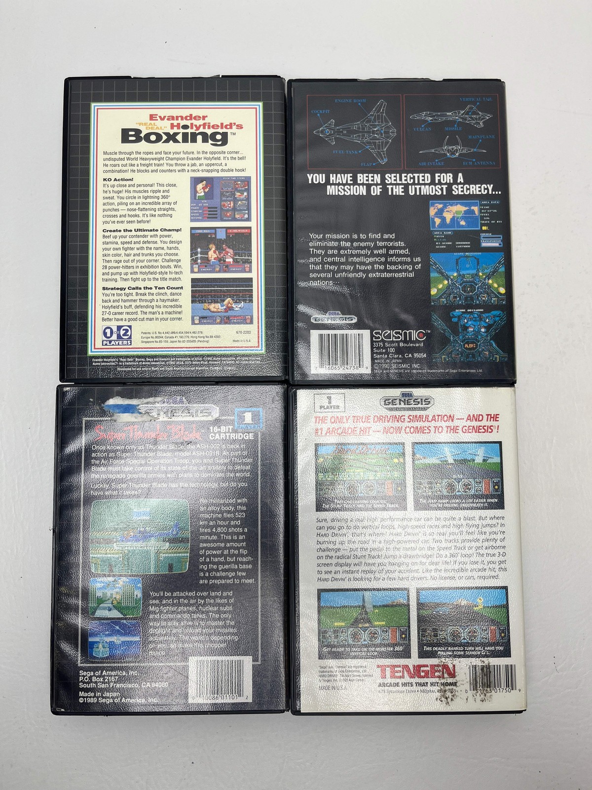 Lot of 4 Sega Genesis Evander Holyfield’s Real Deal Boxing,Air Diver,Super Thund