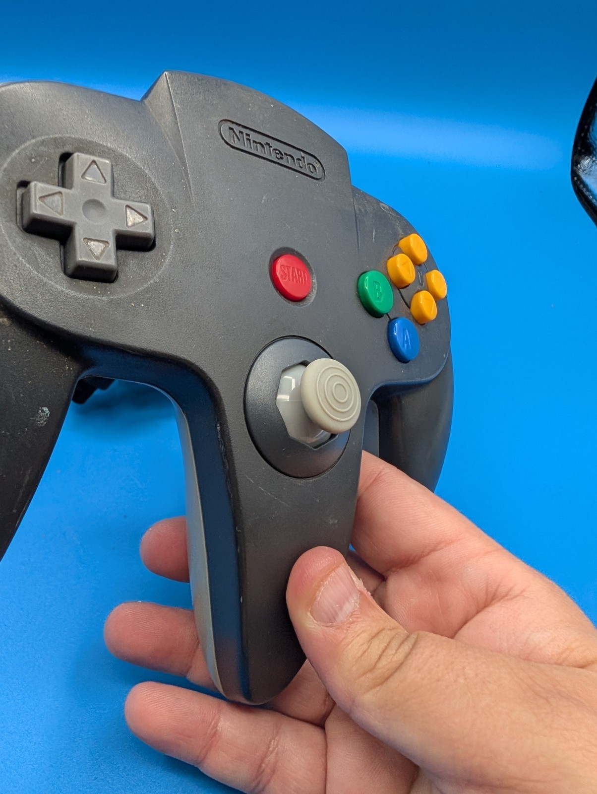 Nintendo 64 N64 Black & Grey Controller Tested Authentic Hall Effect Stick