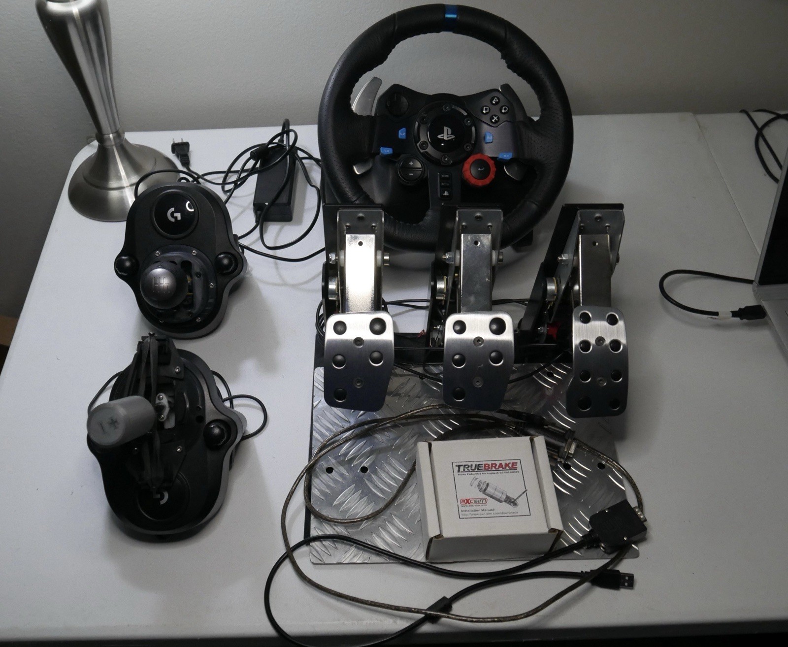 HEAVILY MODDED Logitech G29 Wheel Pedals w/ 2 Gear Shifters PS5 PS4 PC Tested