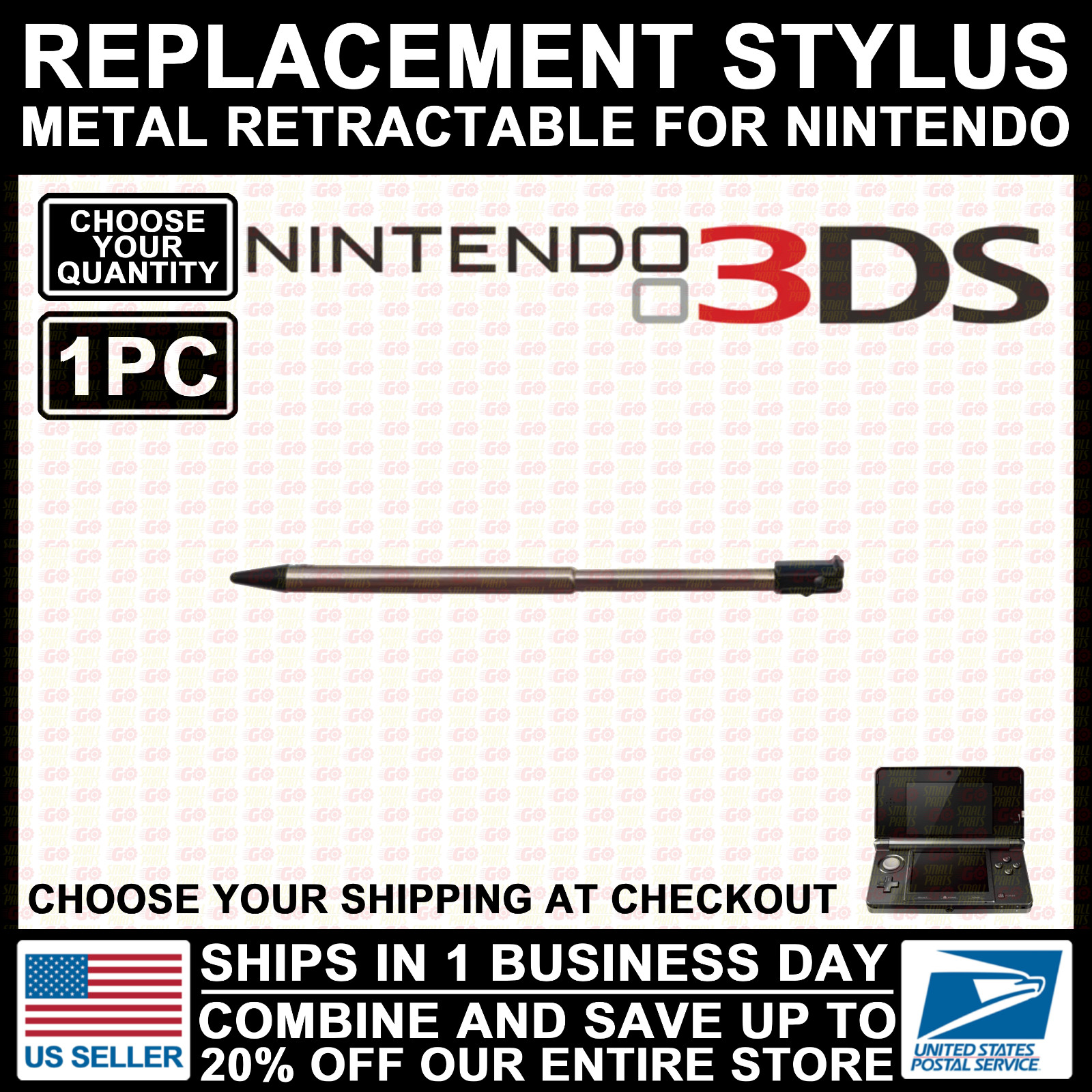 Original 3DS Metal Retractable Stylus For Nintendo Touch Pen Replacement Black