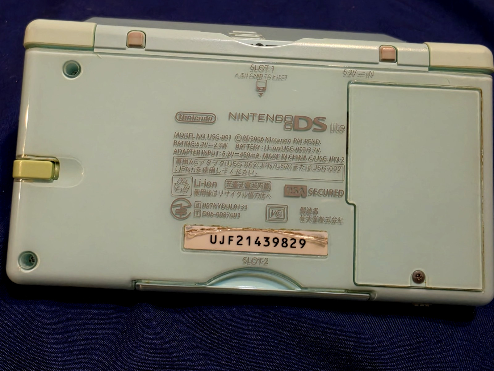 Nintendo DS Lite Ice Blue Handheld. Tested Working w/ Charger, Stylus & GBA Covr