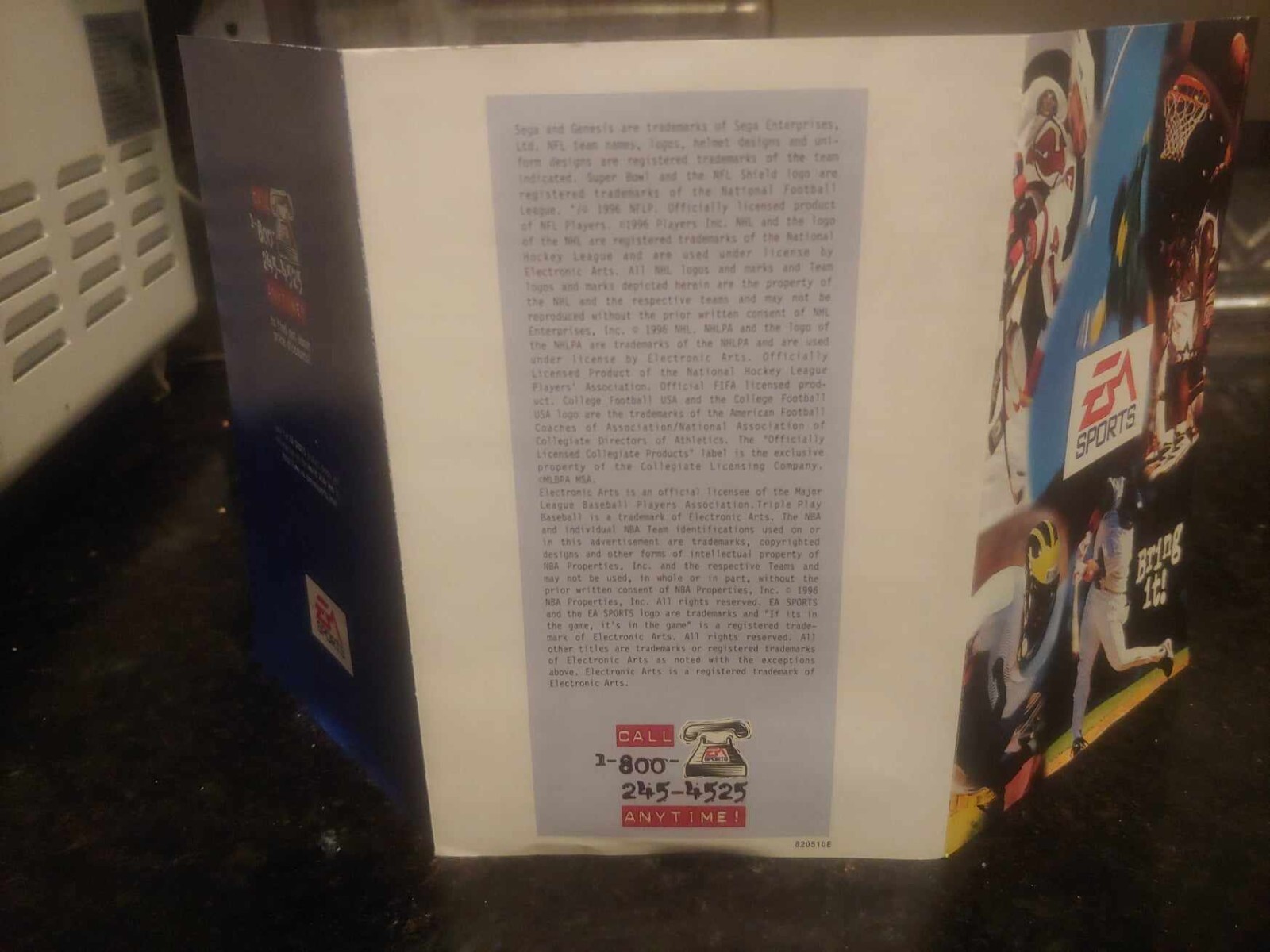 EA Sports BRING IT Sega GENESIS 1996 Game Promo Fold-Out Insert Brochure