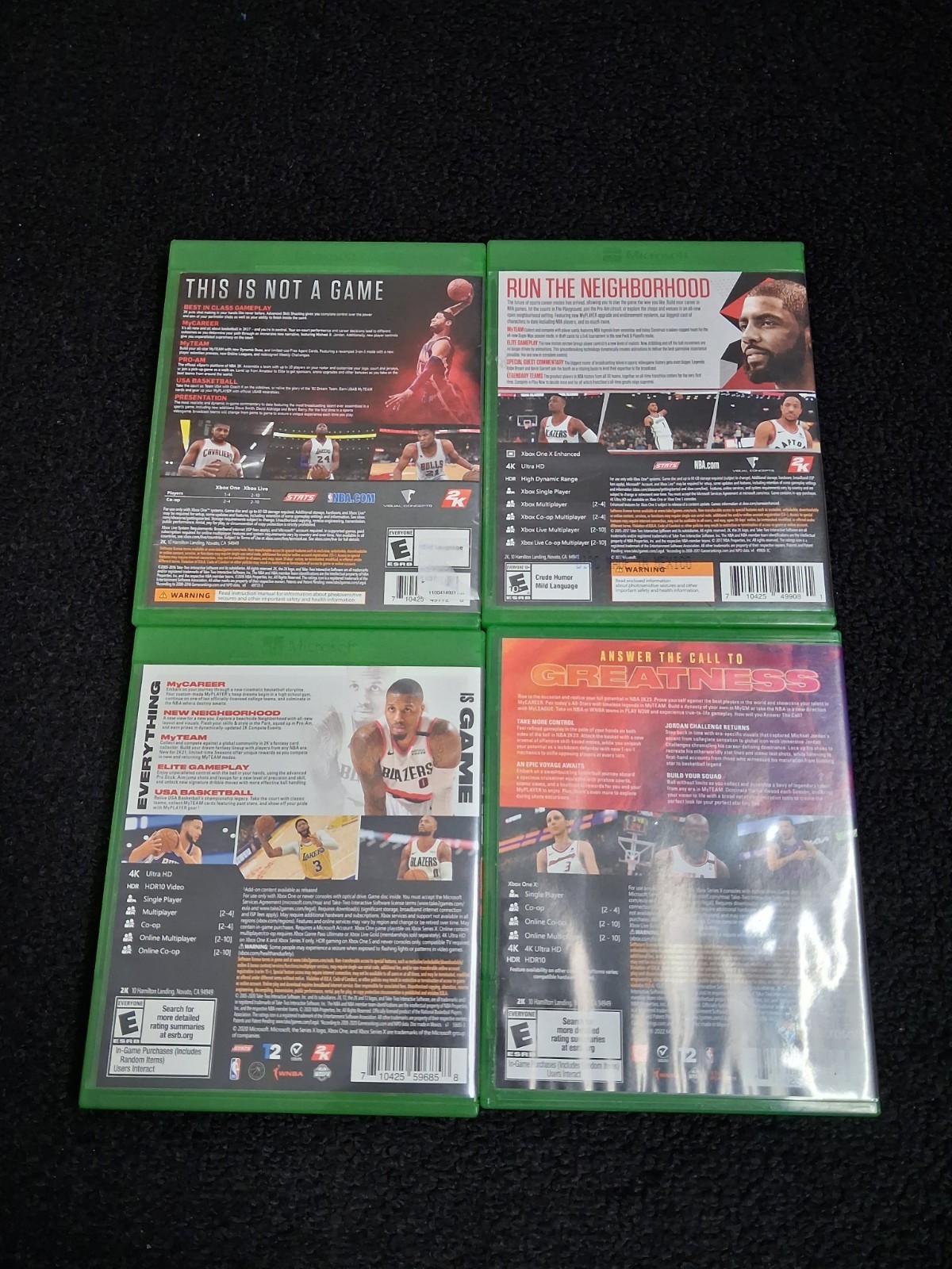 Xbox One Games Lot of 4 NBA 2K17, NBA 2K18, NBA 2K21, NBA 2K23 CIB