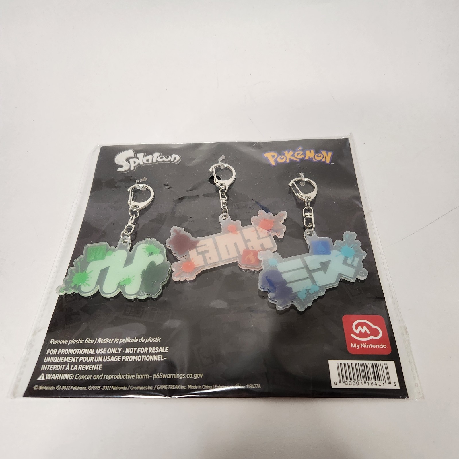 Splatoon x Pokemon My Nintendo Rewards Promo Keychain/Backpack Clip Set *NEW*