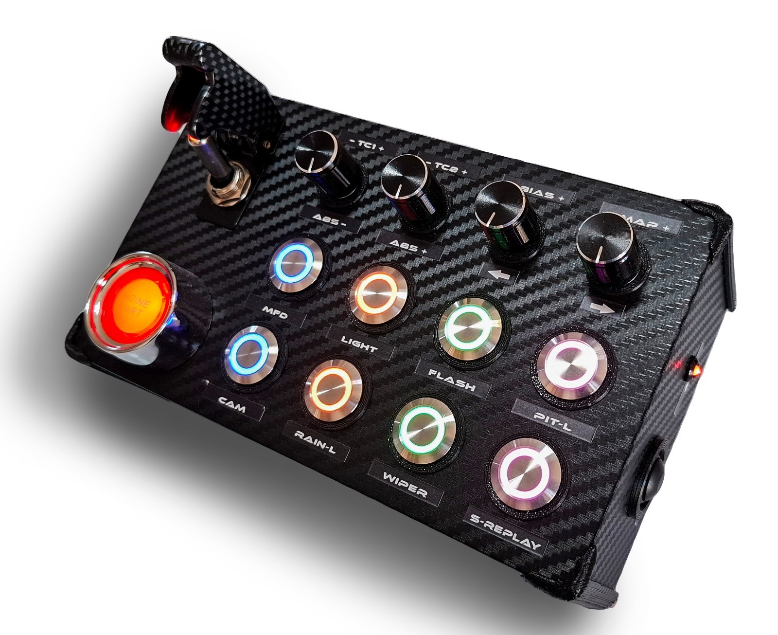 Button Box Console Sim Racing Competizione Illuminated Buttons RGB Start Engine