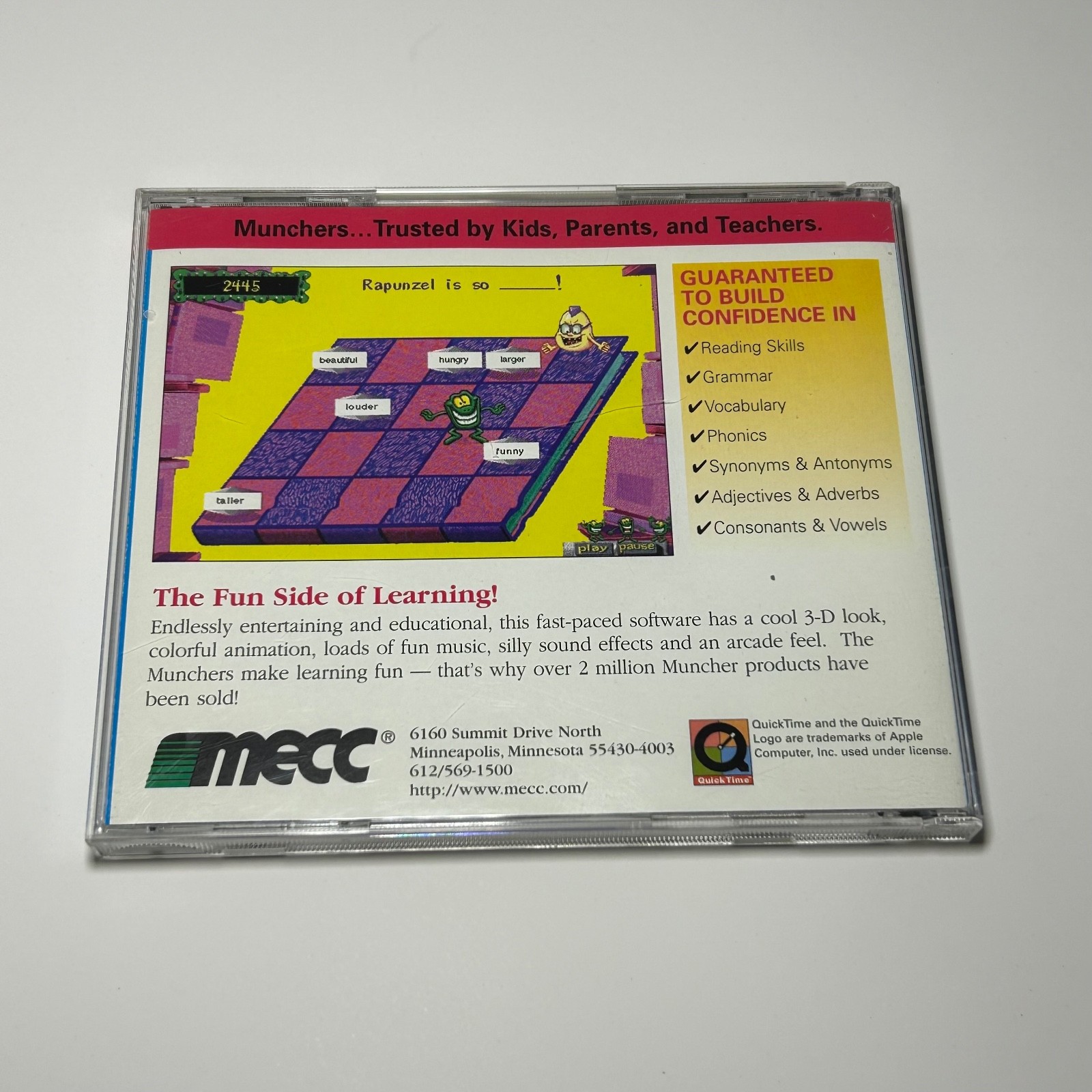Word Munchers Deluxe PC Game CD Rom Vintage Learn At Home Tutoring Games